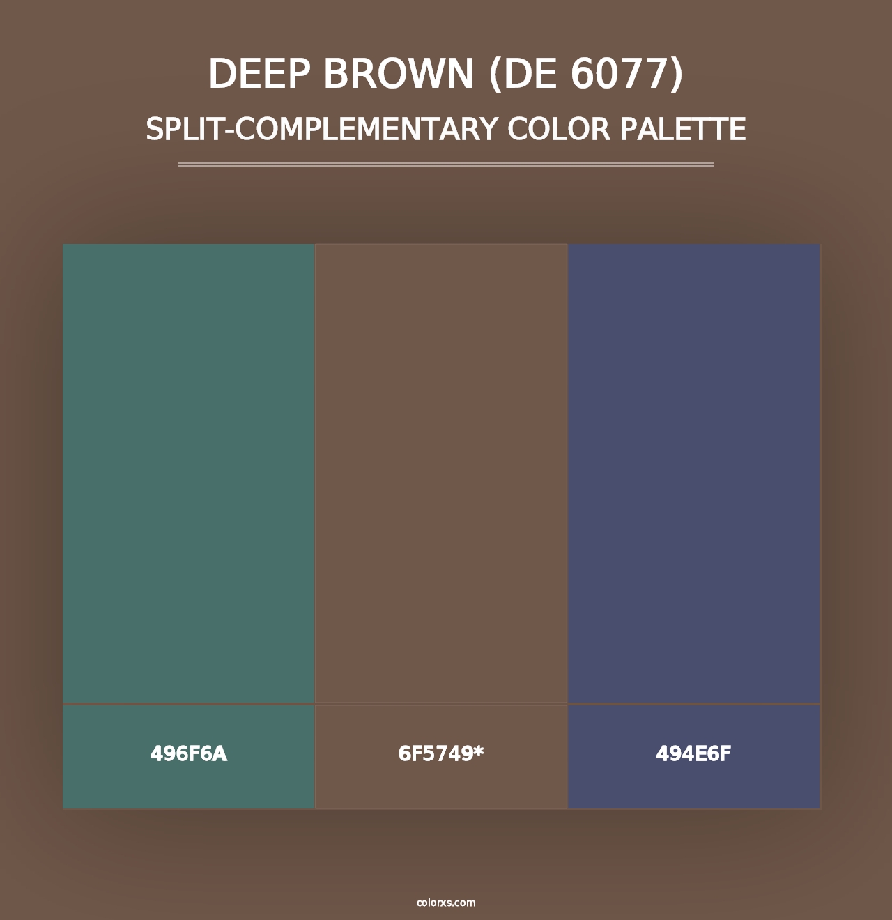 Deep Brown (DE 6077) - Split-Complementary Color Palette