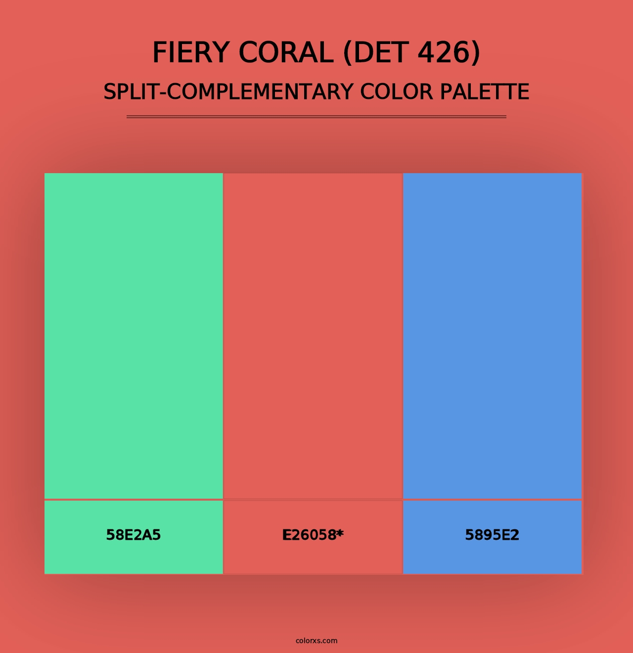 Fiery Coral (DET 426) - Split-Complementary Color Palette