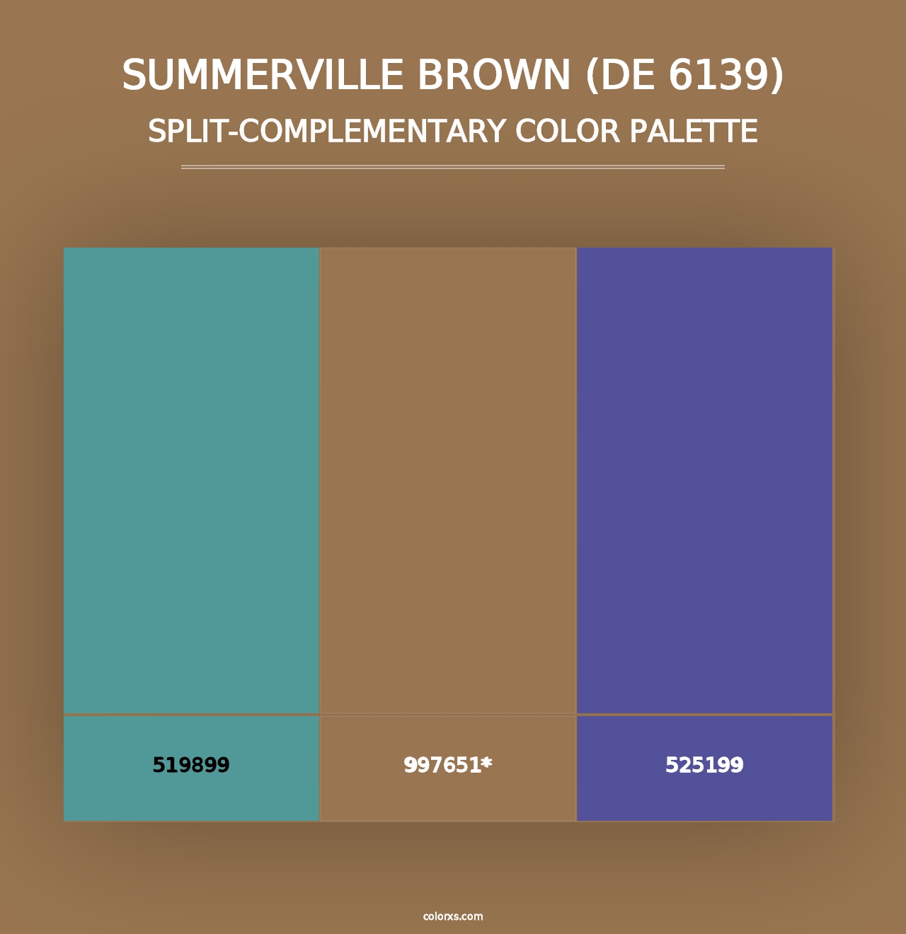 Summerville Brown (DE 6139) - Split-Complementary Color Palette