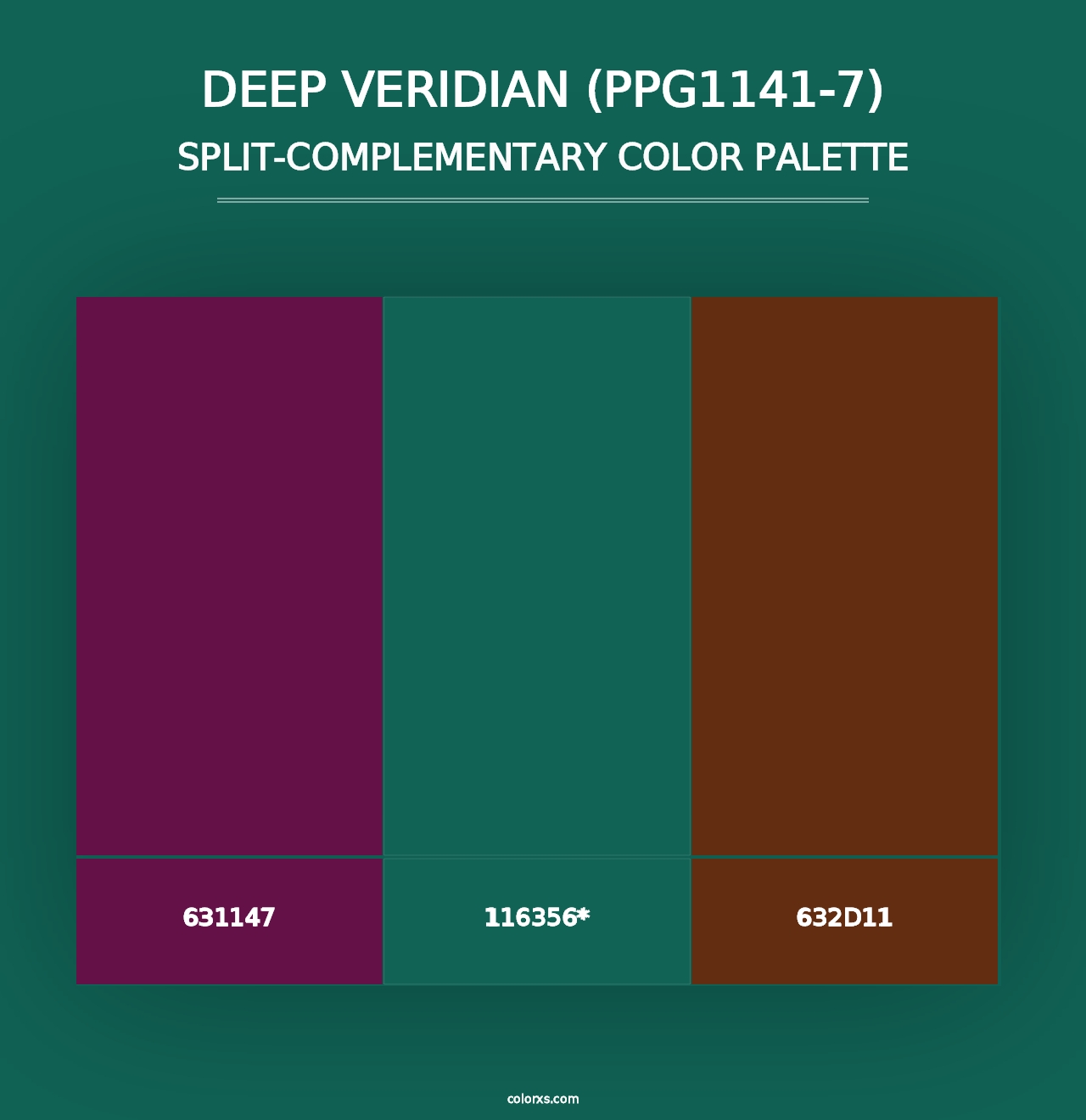 Deep Veridian (PPG1141-7) - Split-Complementary Color Palette