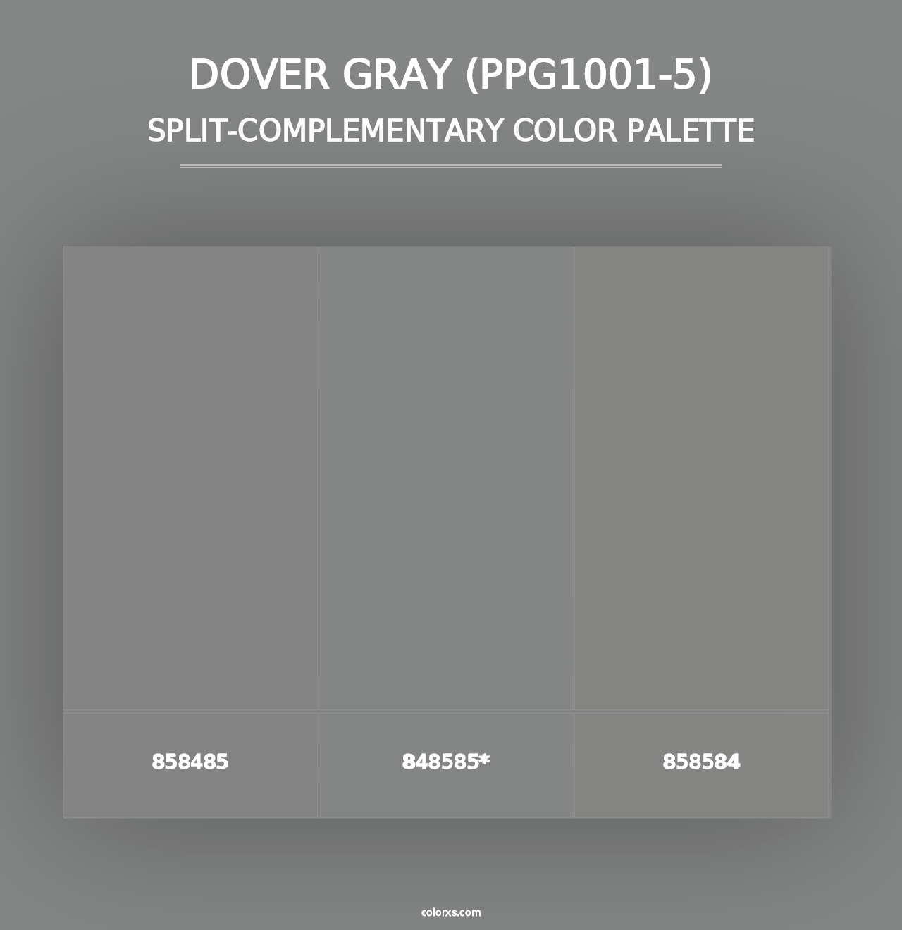 Dover Gray (PPG1001-5) - Split-Complementary Color Palette