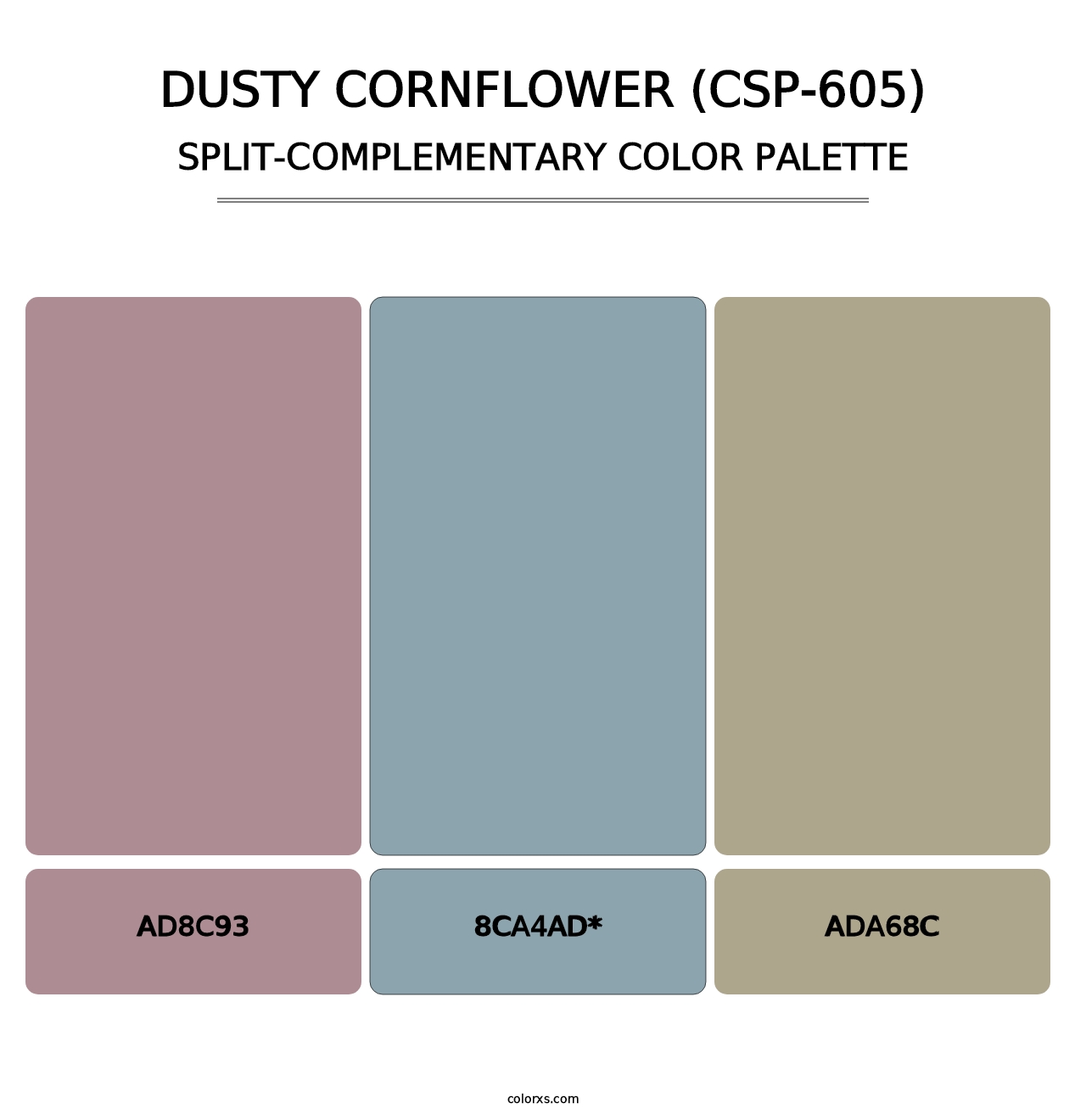 Dusty Cornflower (CSP-605) - Split-Complementary Color Palette