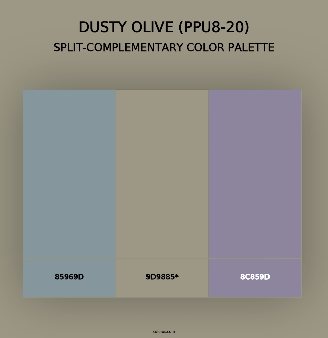 Dusty Olive (PPU8-20) - Split-Complementary Color Palette