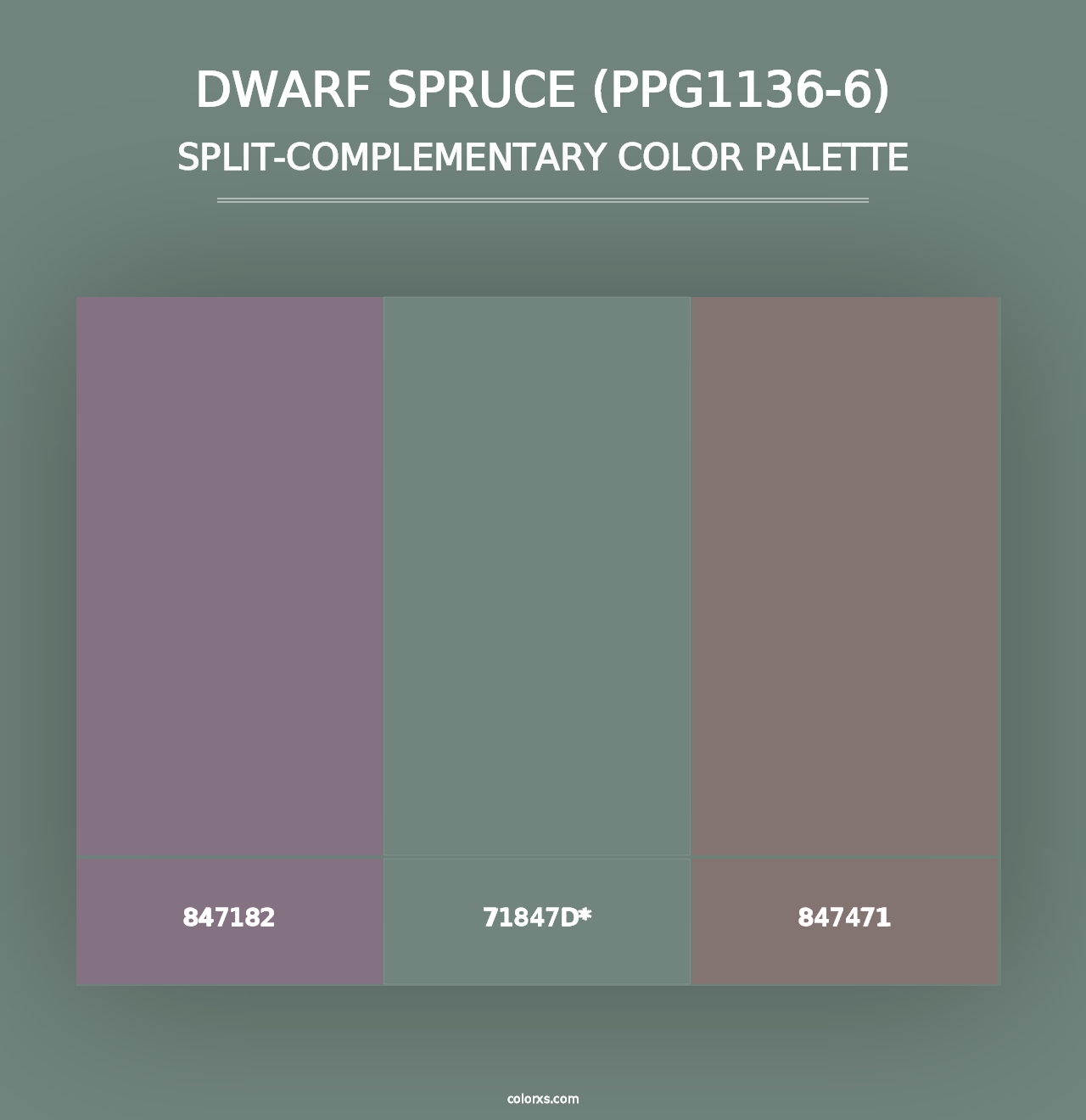 Dwarf Spruce (PPG1136-6) - Split-Complementary Color Palette