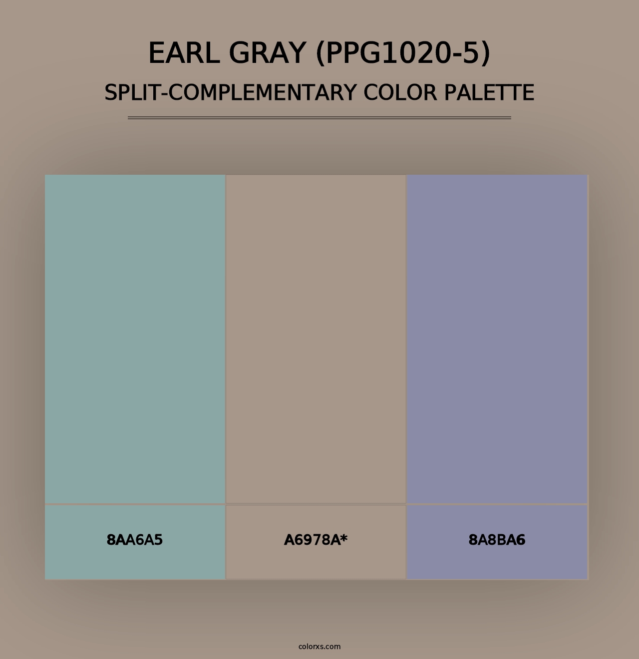 Earl Gray (PPG1020-5) - Split-Complementary Color Palette