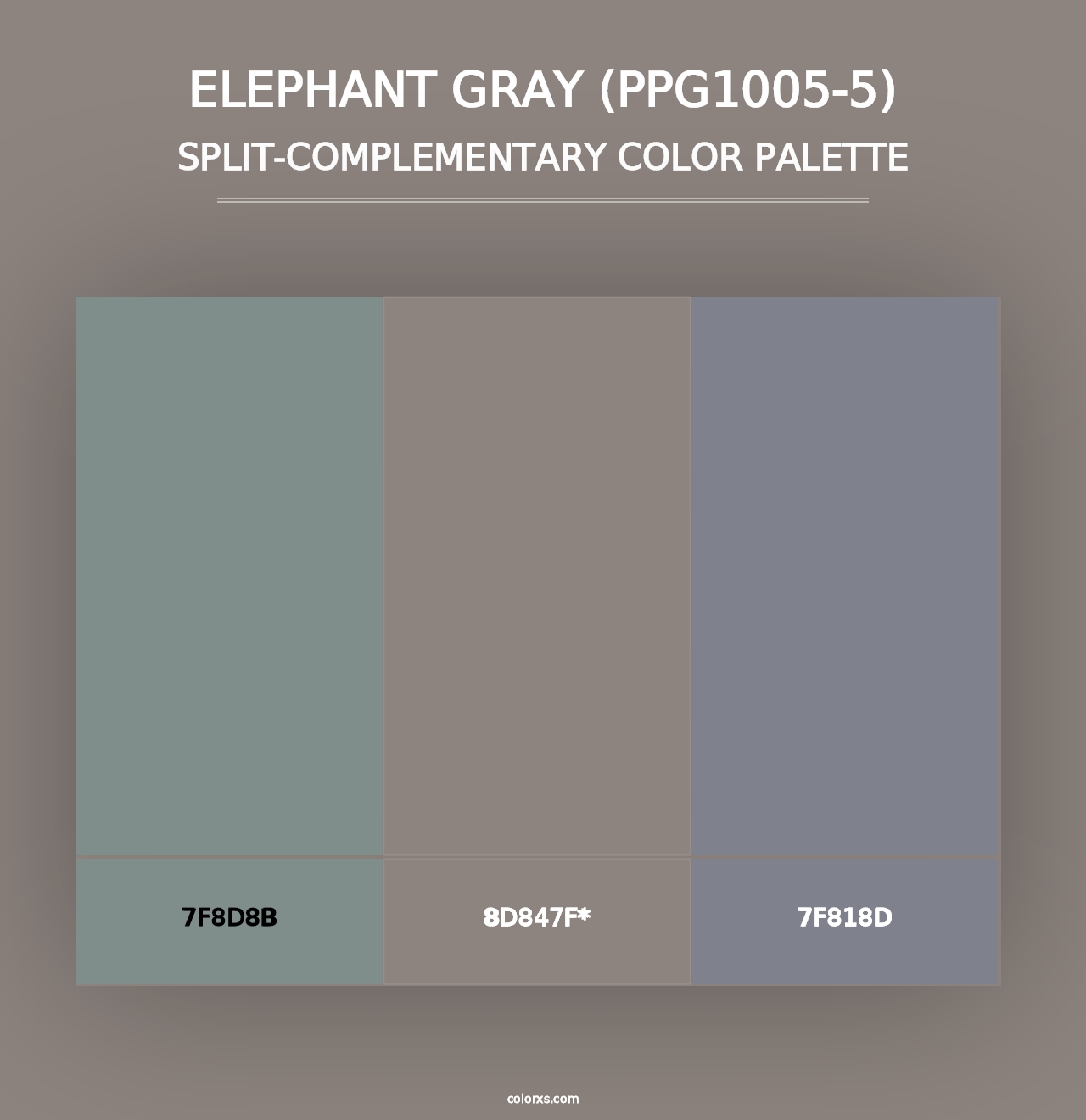 Elephant Gray (PPG1005-5) - Split-Complementary Color Palette