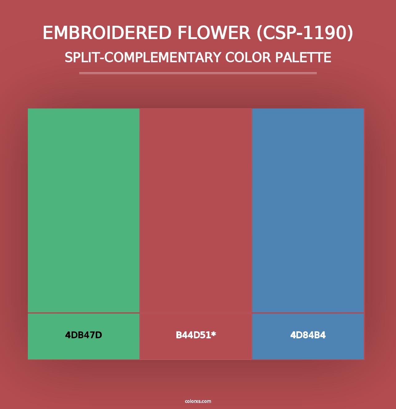 Embroidered Flower (CSP-1190) - Split-Complementary Color Palette