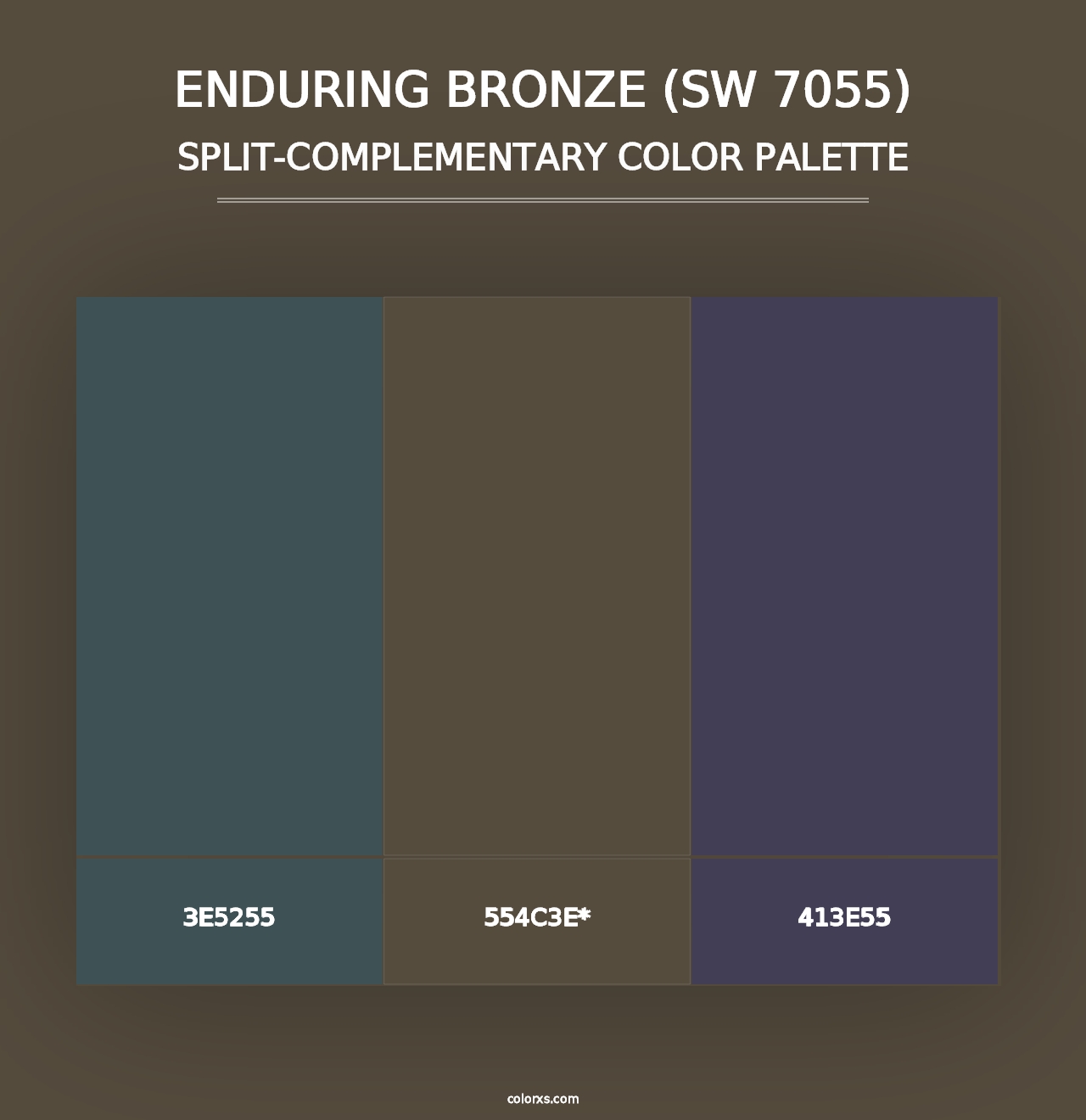 Enduring Bronze (SW 7055) - Split-Complementary Color Palette