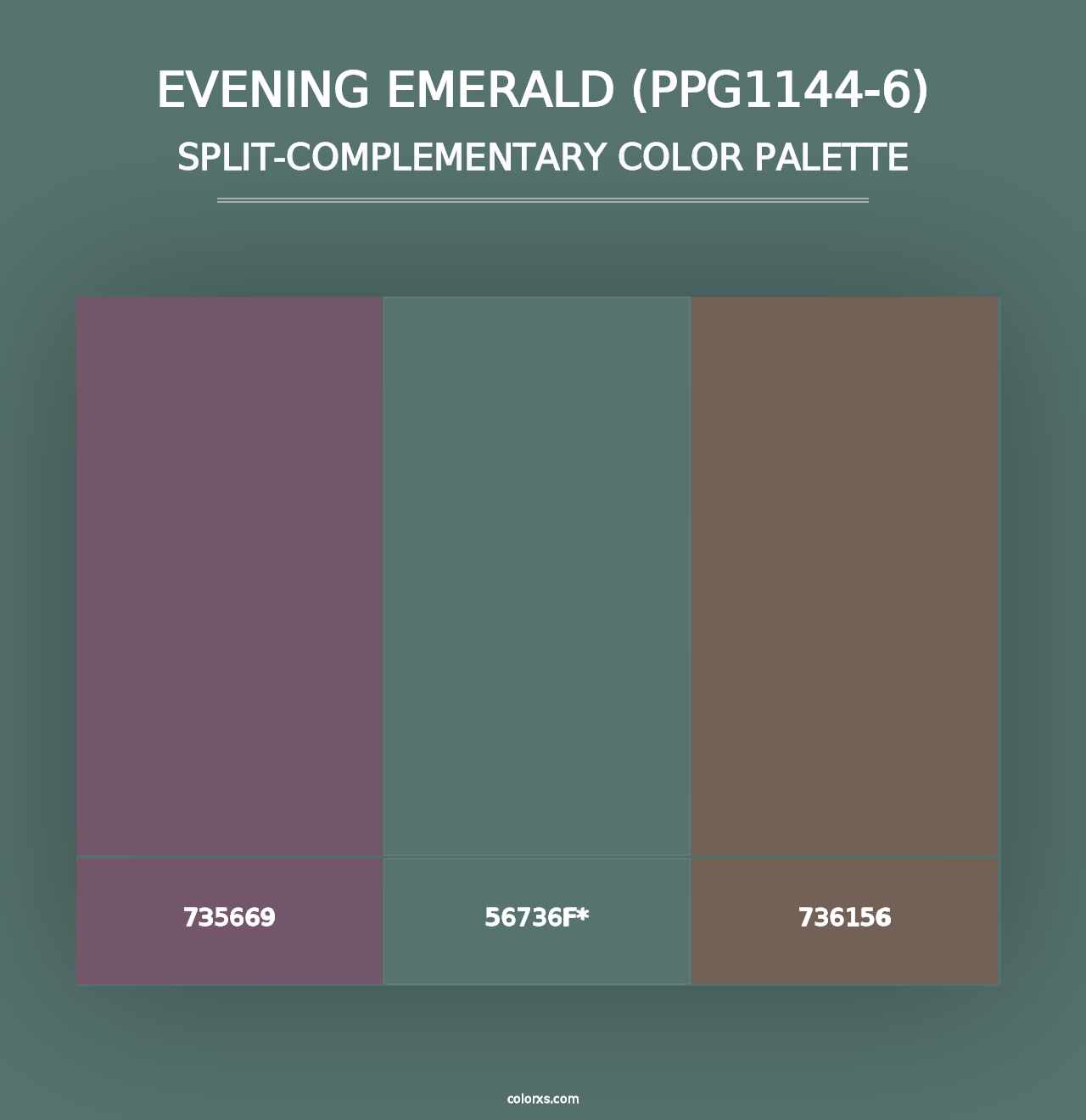 Evening Emerald (PPG1144-6) - Split-Complementary Color Palette