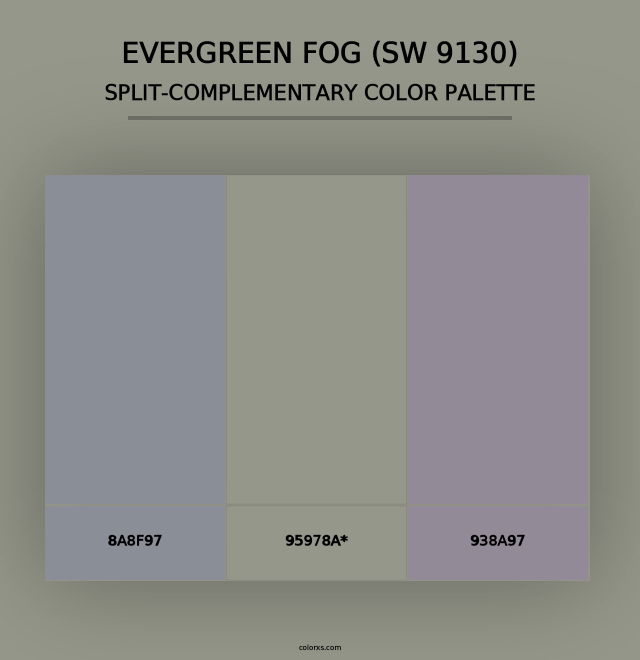 Evergreen Fog (SW 9130) - Split-Complementary Color Palette