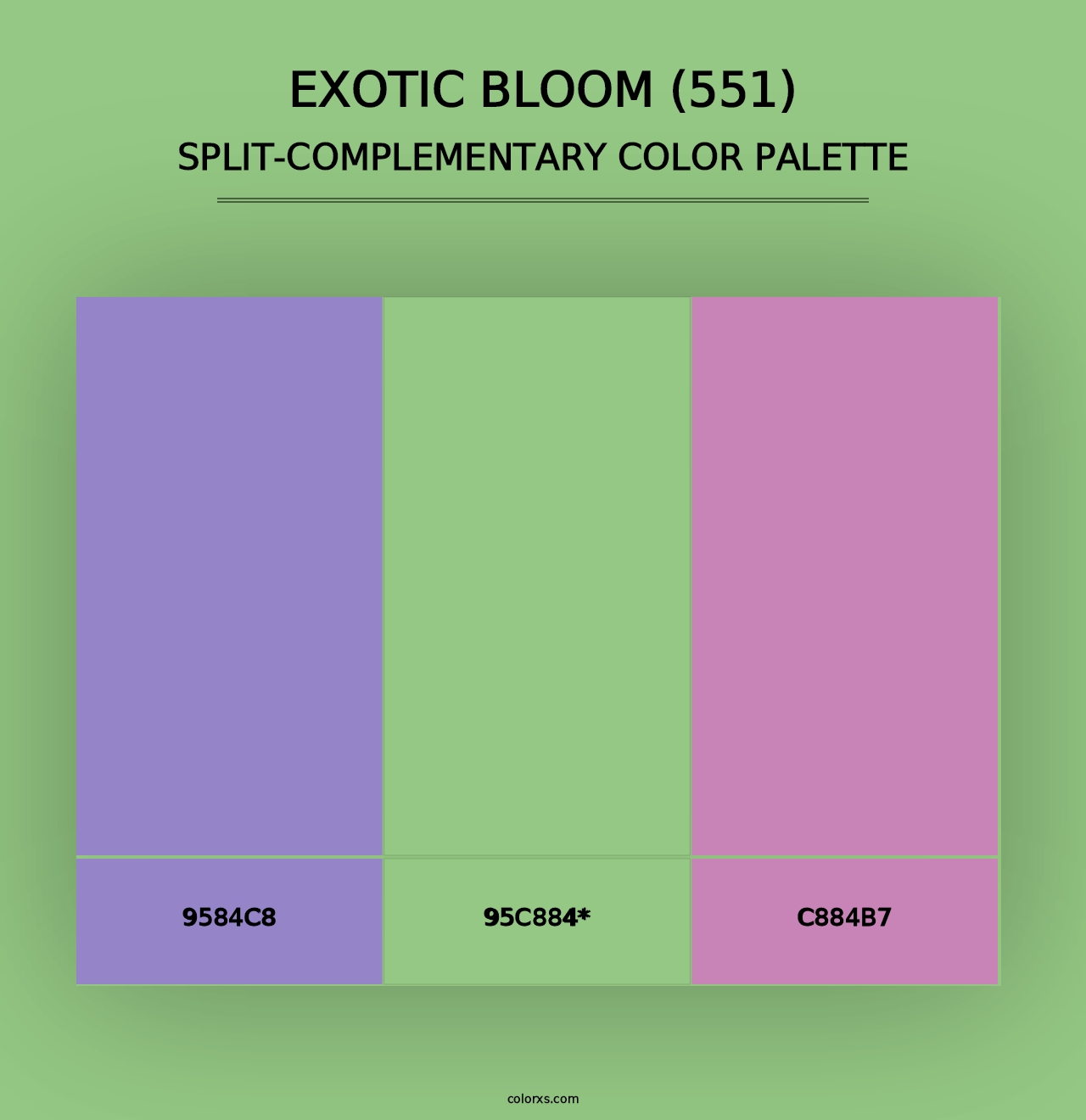 Exotic Bloom (551) - Split-Complementary Color Palette