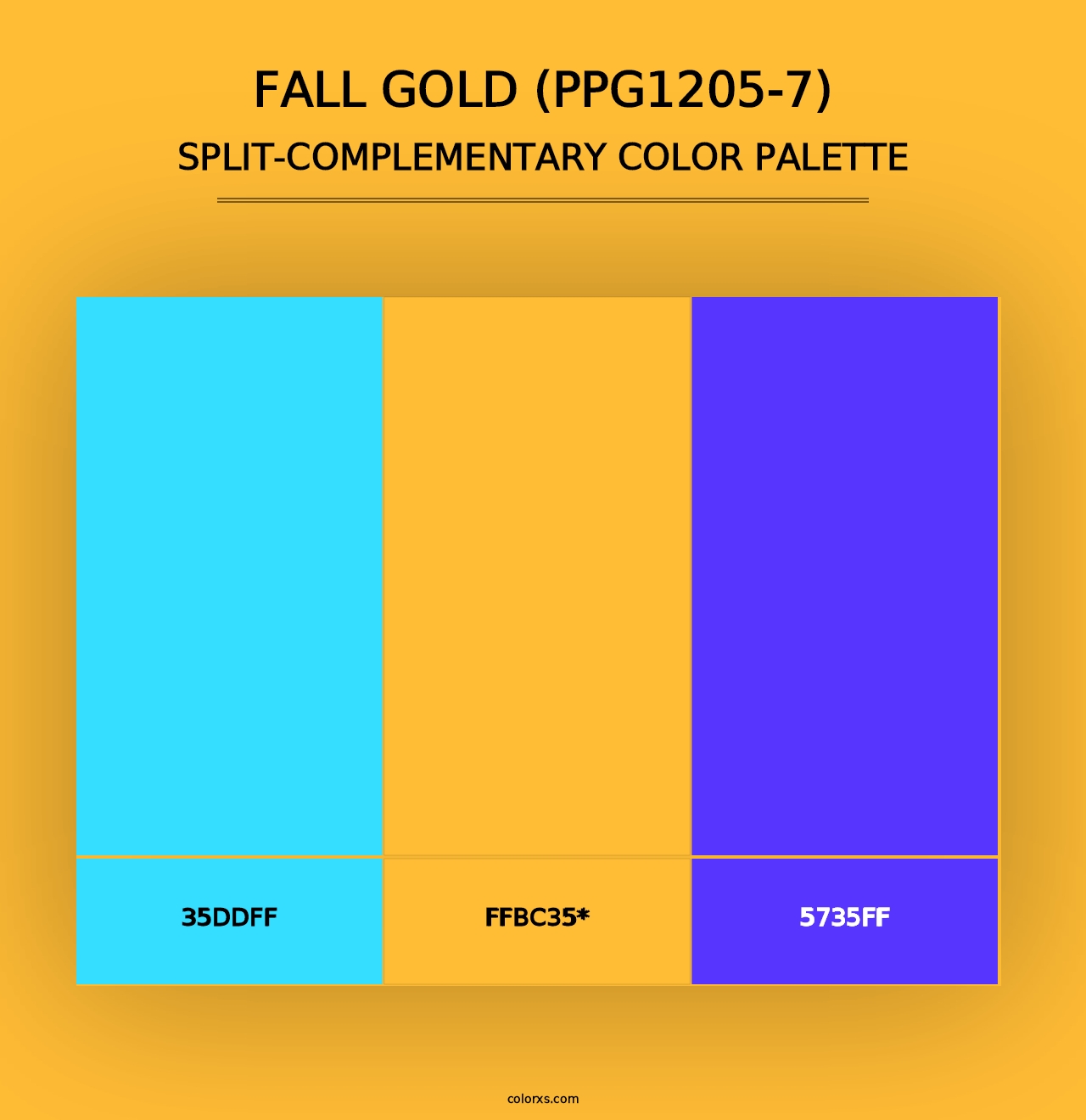 Fall Gold (PPG1205-7) - Split-Complementary Color Palette