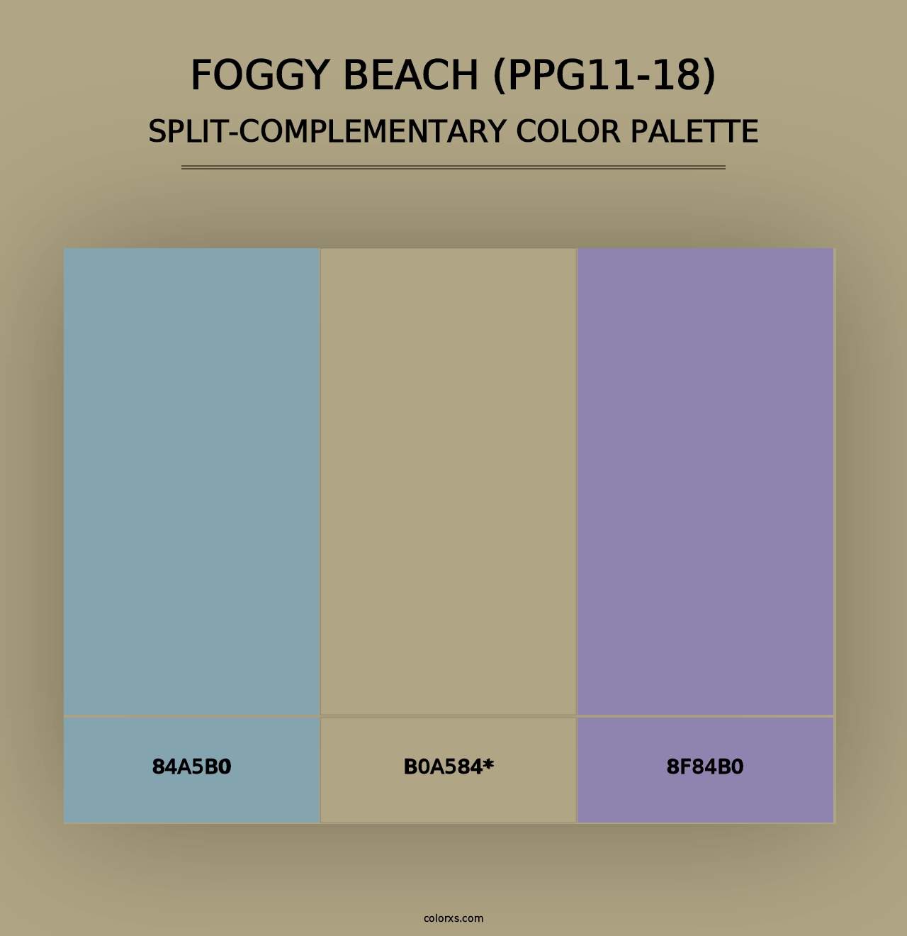 Foggy Beach (PPG11-18) - Split-Complementary Color Palette