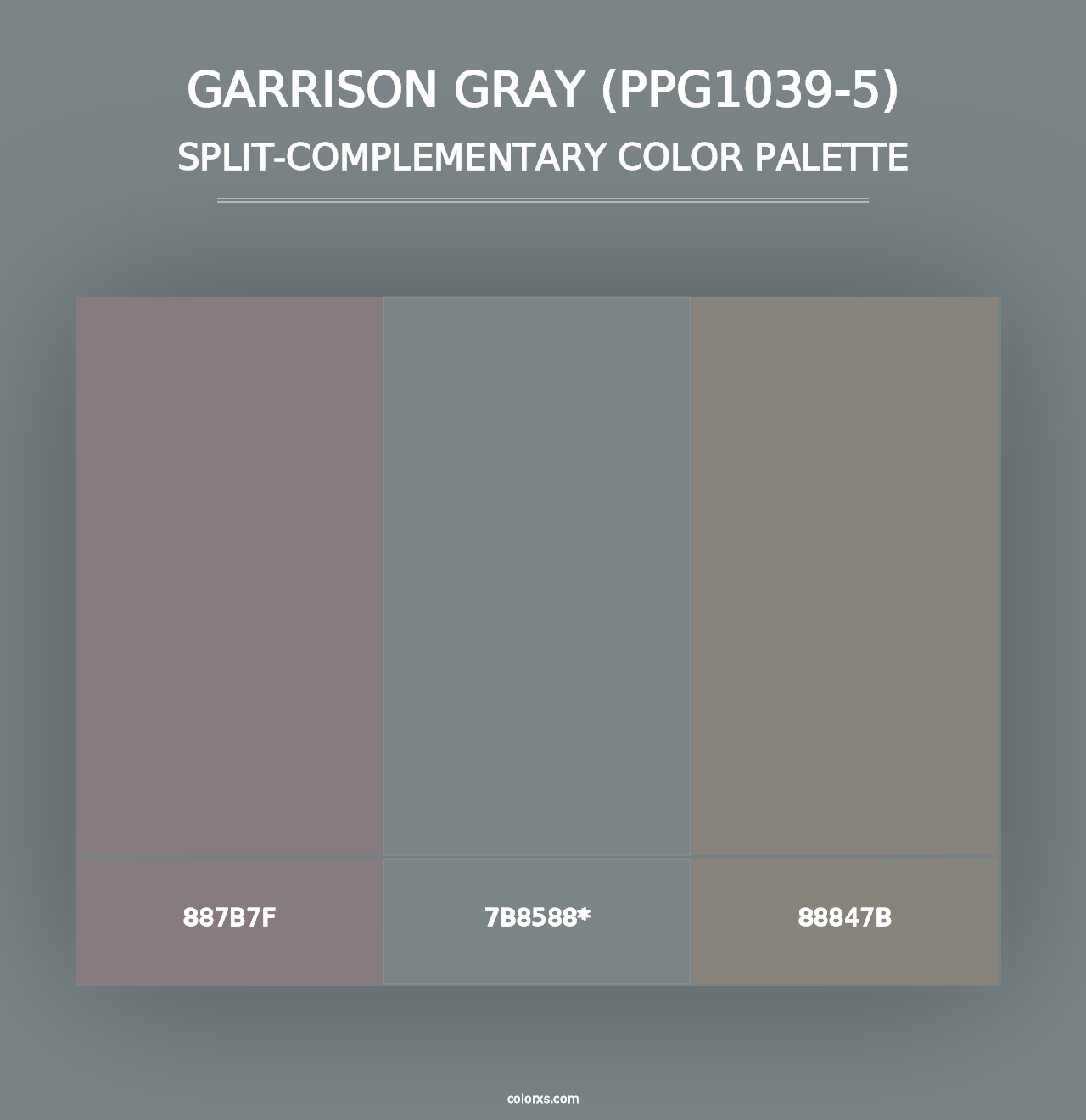 Garrison Gray (PPG1039-5) - Split-Complementary Color Palette