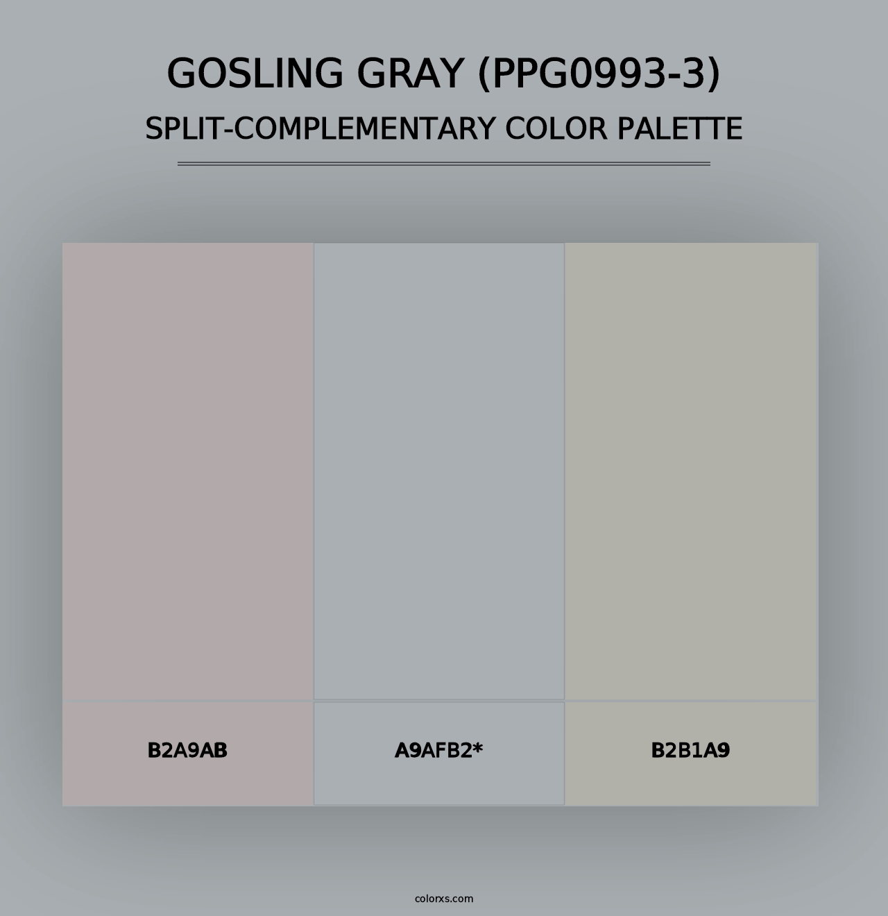 Gosling Gray (PPG0993-3) - Split-Complementary Color Palette