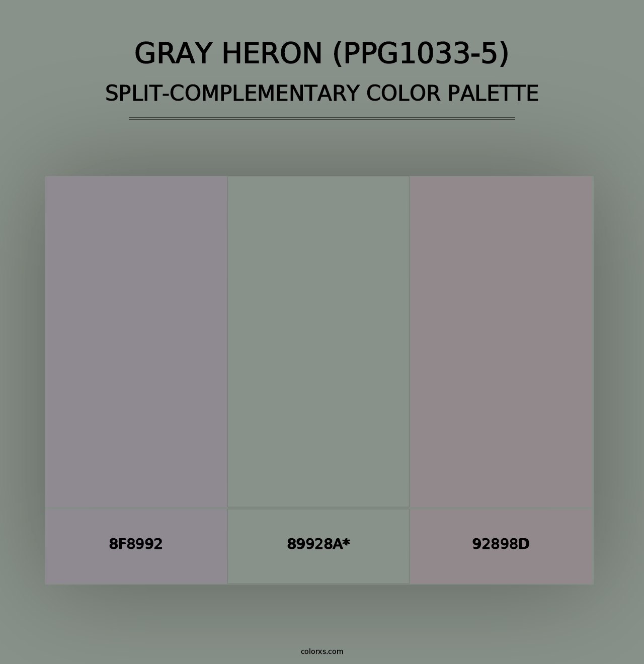 Gray Heron (PPG1033-5) - Split-Complementary Color Palette