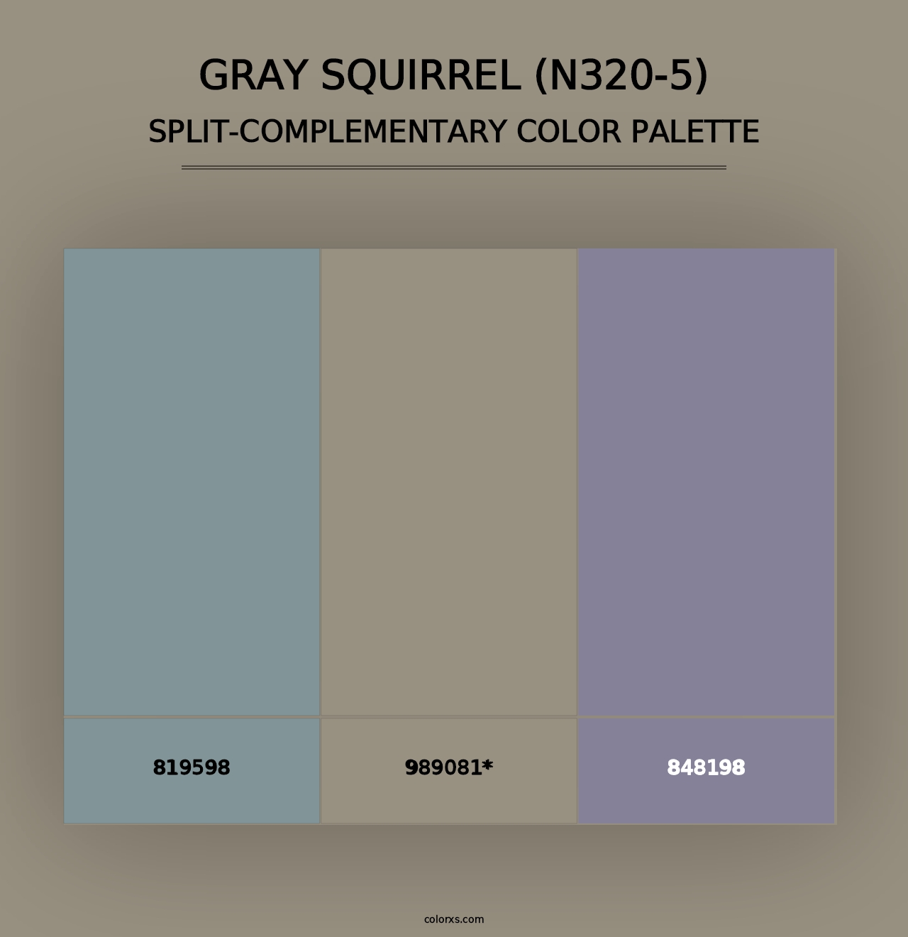 Gray Squirrel (N320-5) - Split-Complementary Color Palette