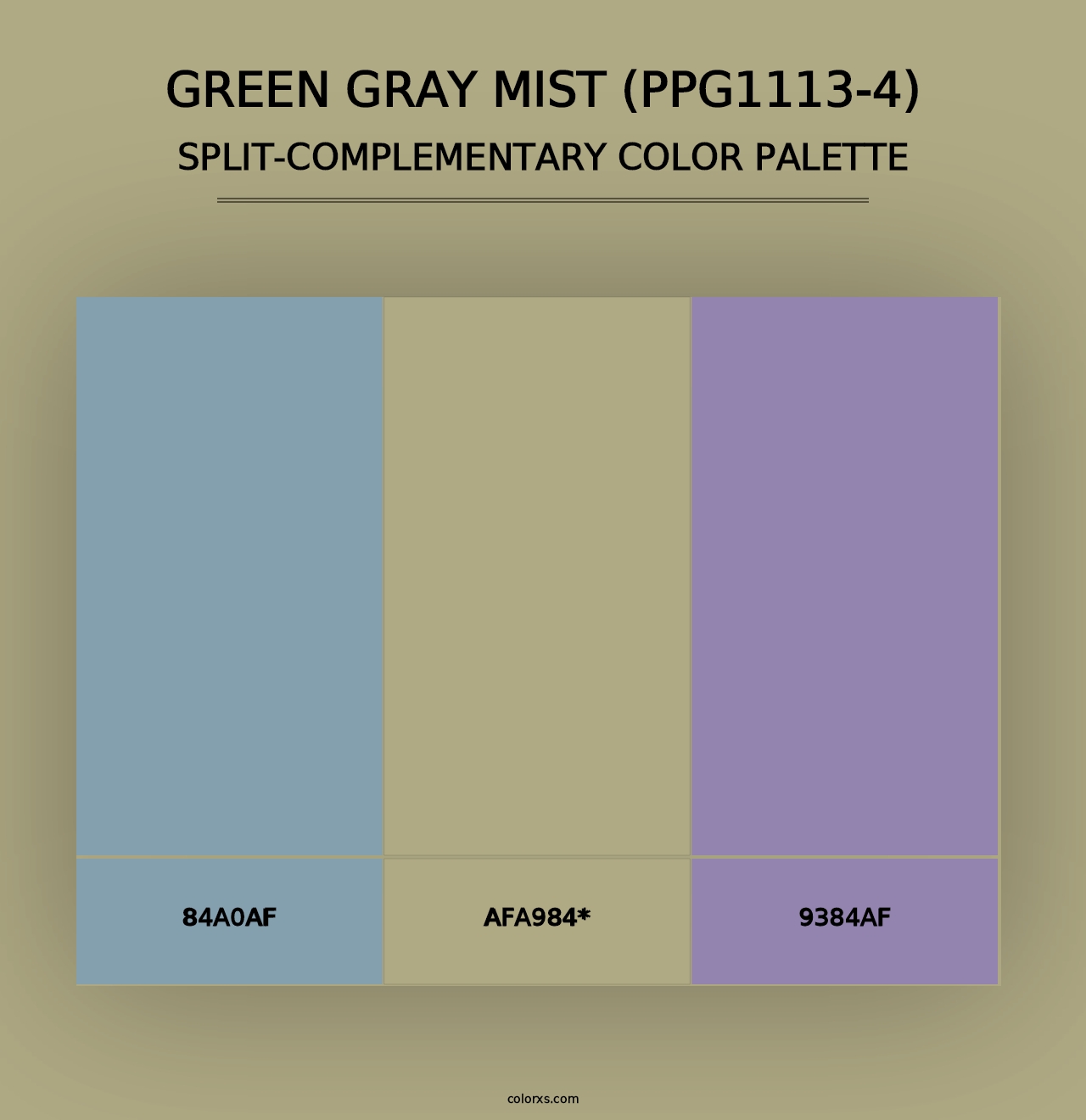 Green Gray Mist (PPG1113-4) - Split-Complementary Color Palette