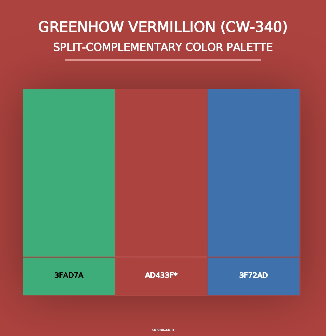 Greenhow Vermillion (CW-340) - Split-Complementary Color Palette