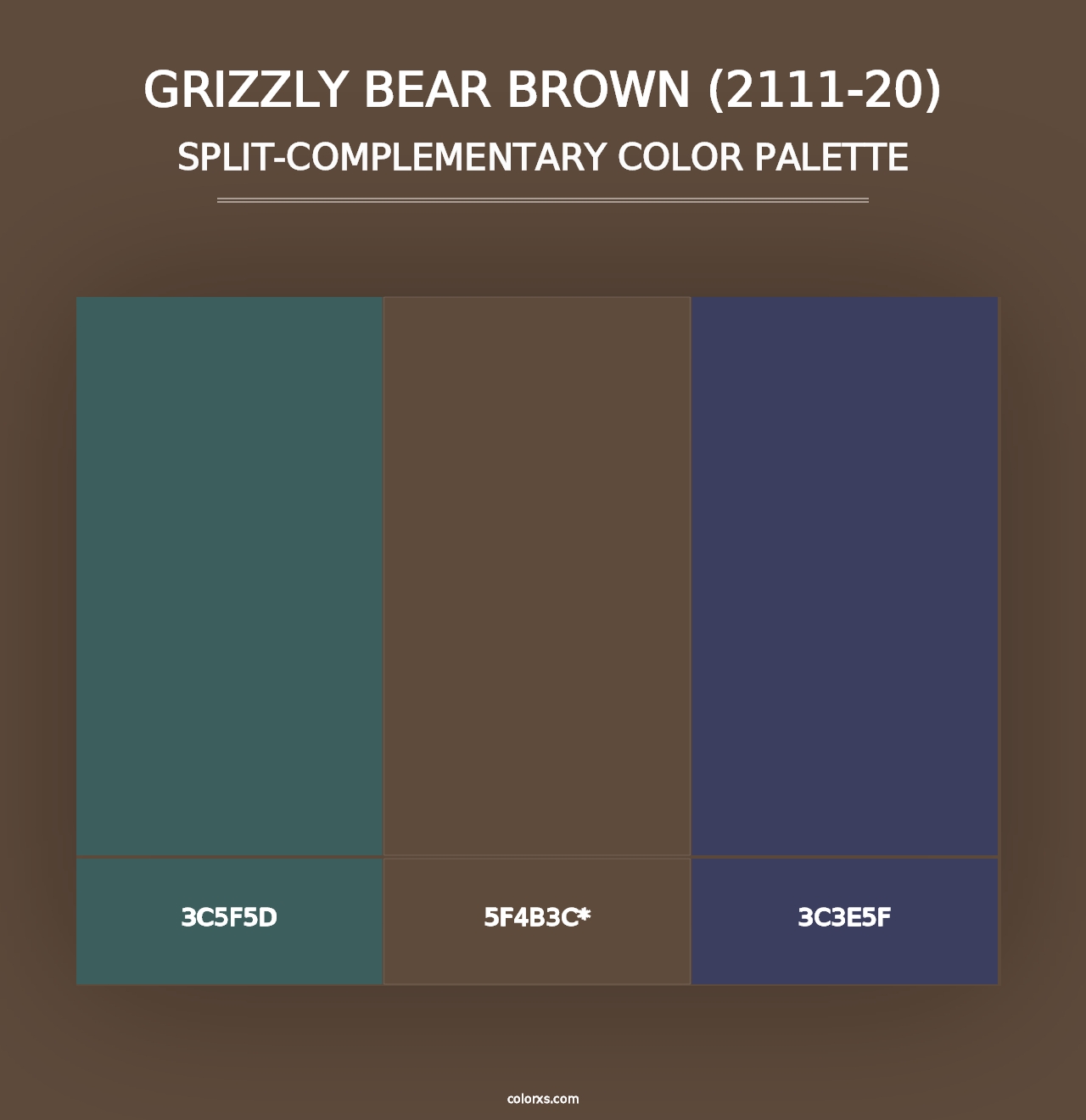 Grizzly Bear Brown (2111-20) - Split-Complementary Color Palette