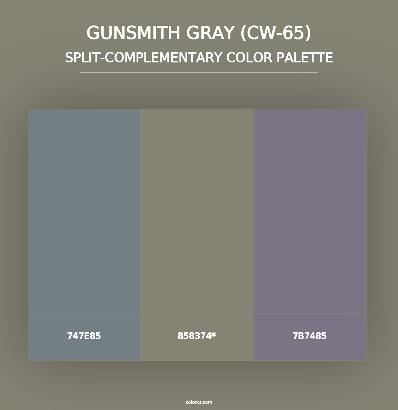 Gunsmith Gray (CW-65) - Split-Complementary Color Palette