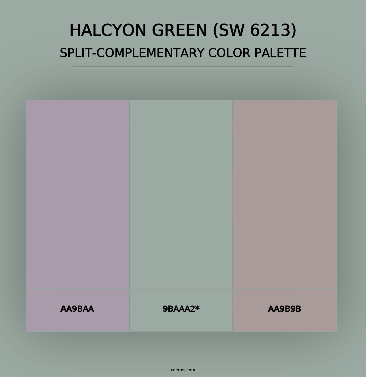 Halcyon Green (SW 6213) - Split-Complementary Color Palette