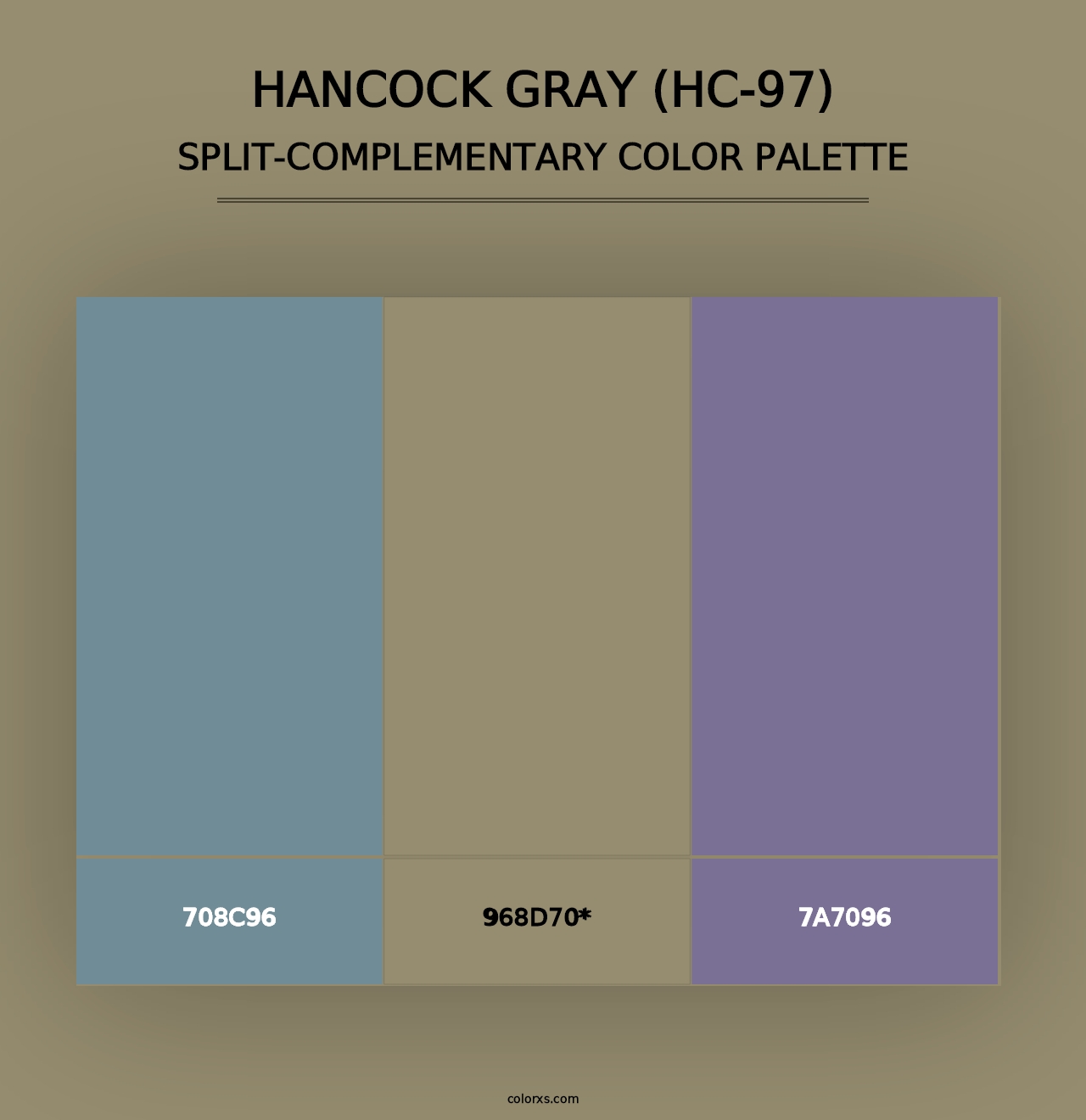 Hancock Gray (HC-97) - Split-Complementary Color Palette