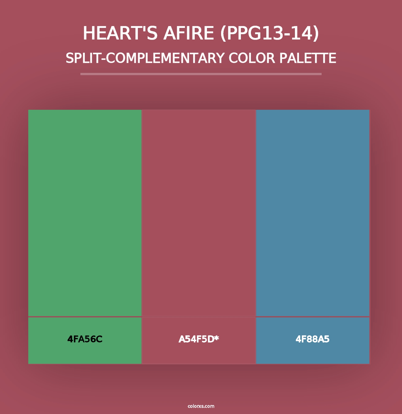 Heart's Afire (PPG13-14) - Split-Complementary Color Palette