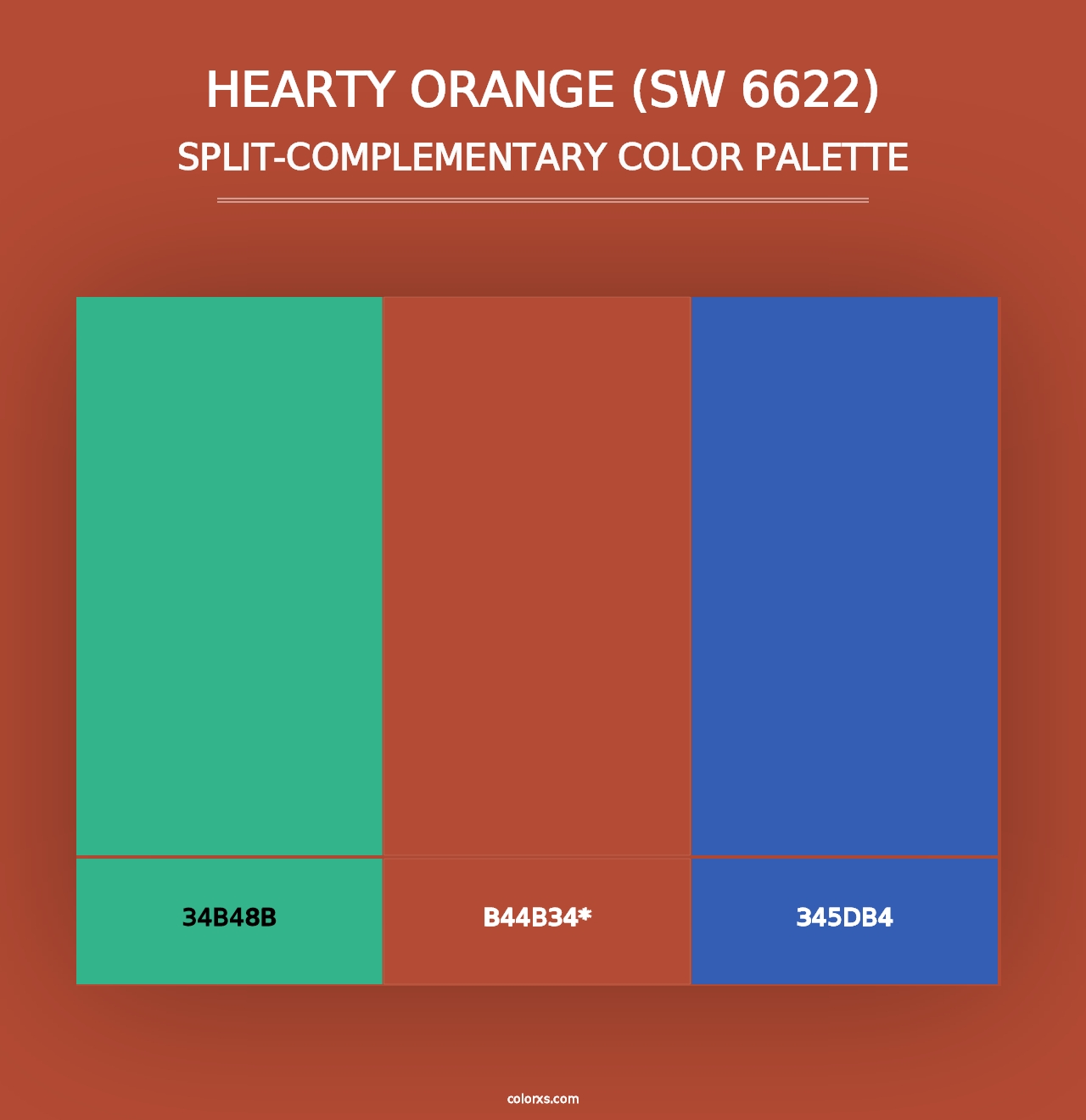 Hearty Orange (SW 6622) - Split-Complementary Color Palette