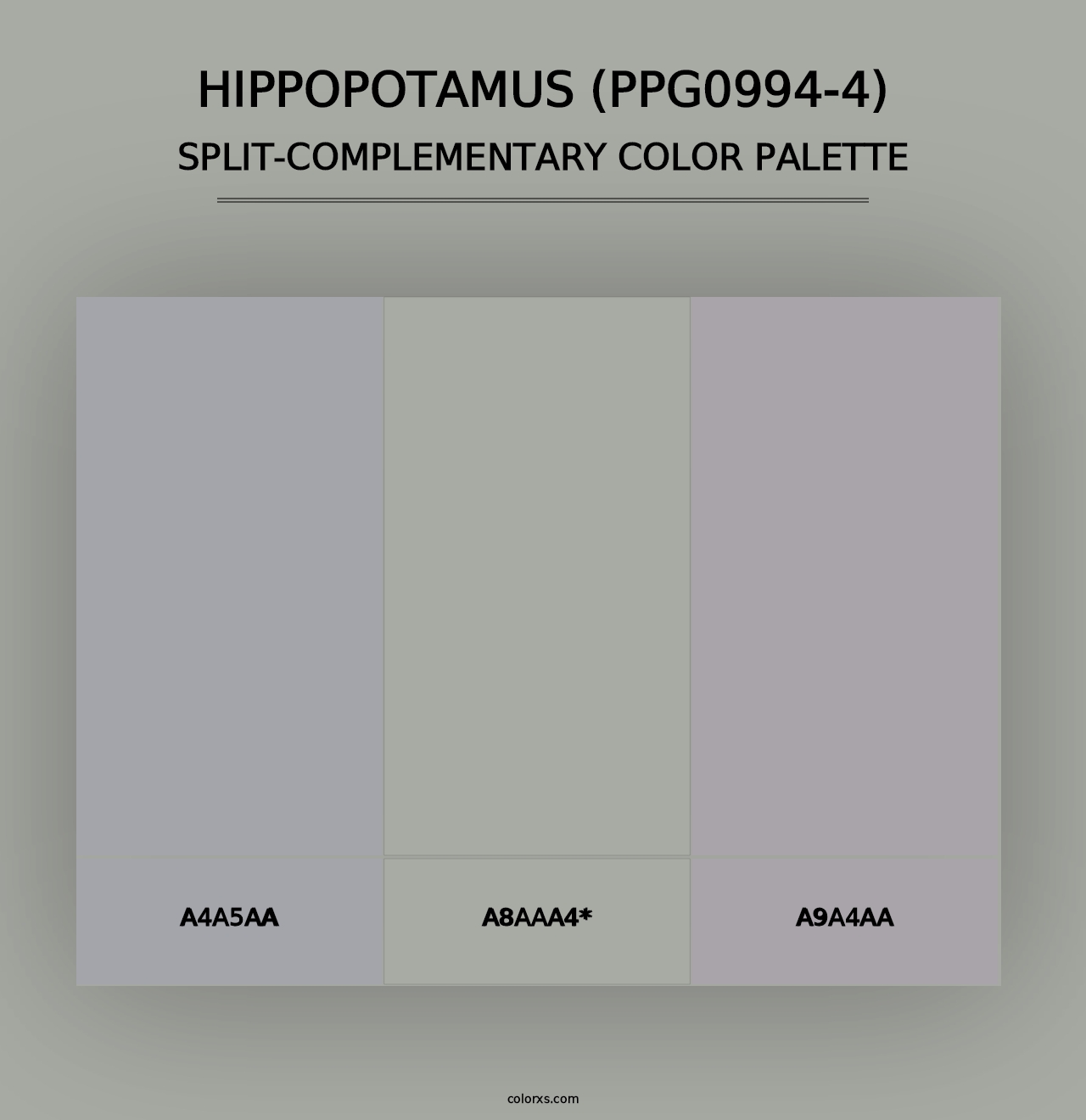 Hippopotamus (PPG0994-4) - Split-Complementary Color Palette