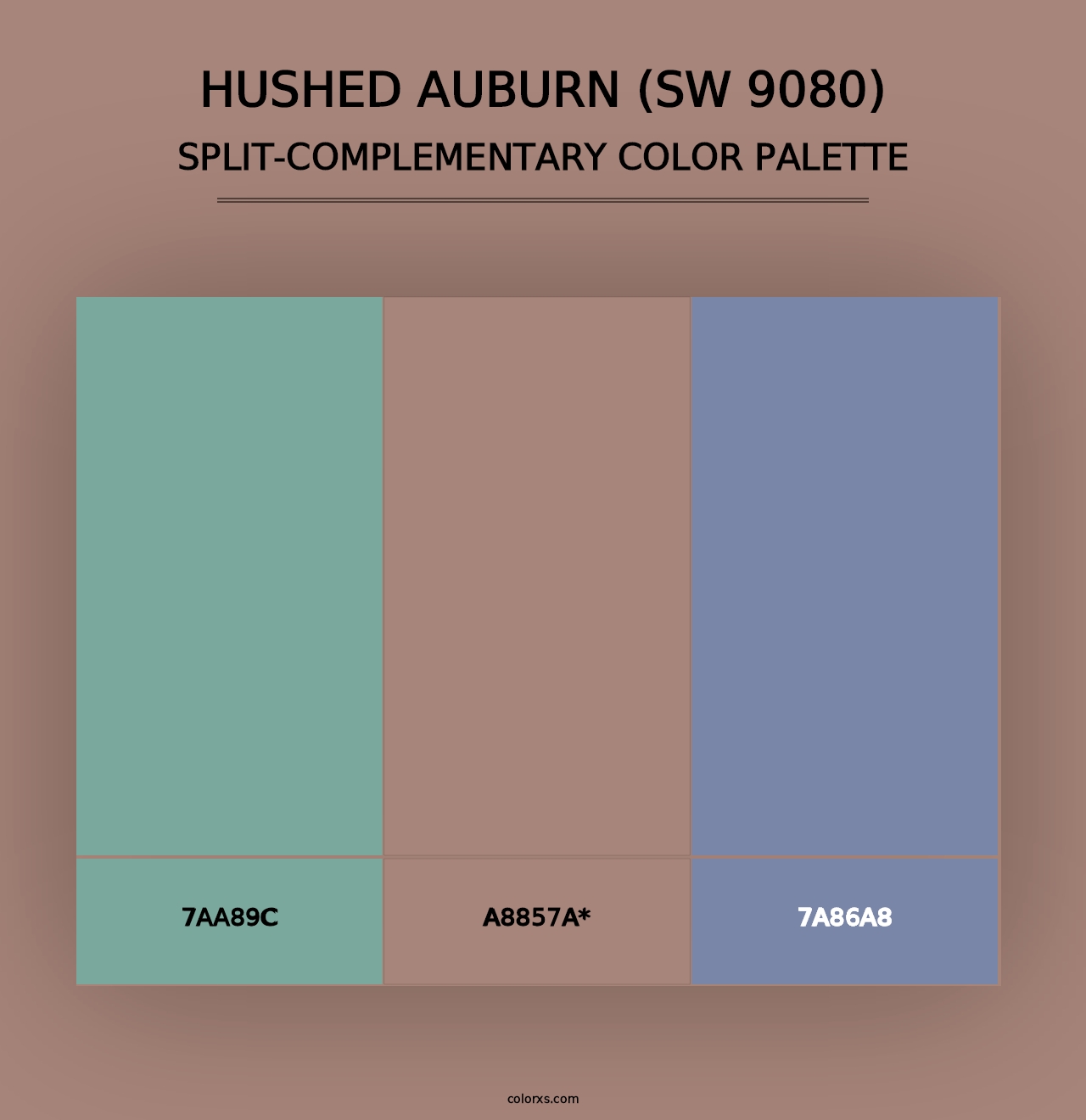 Hushed Auburn (SW 9080) - Split-Complementary Color Palette