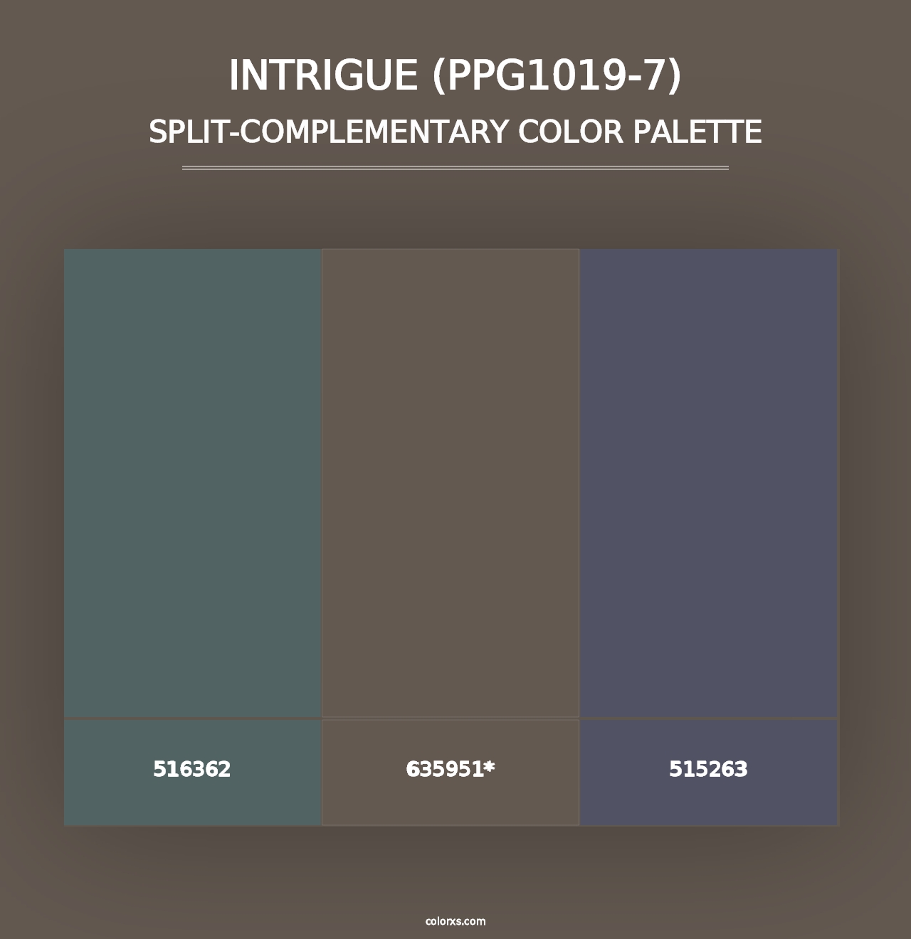 Intrigue (PPG1019-7) - Split-Complementary Color Palette