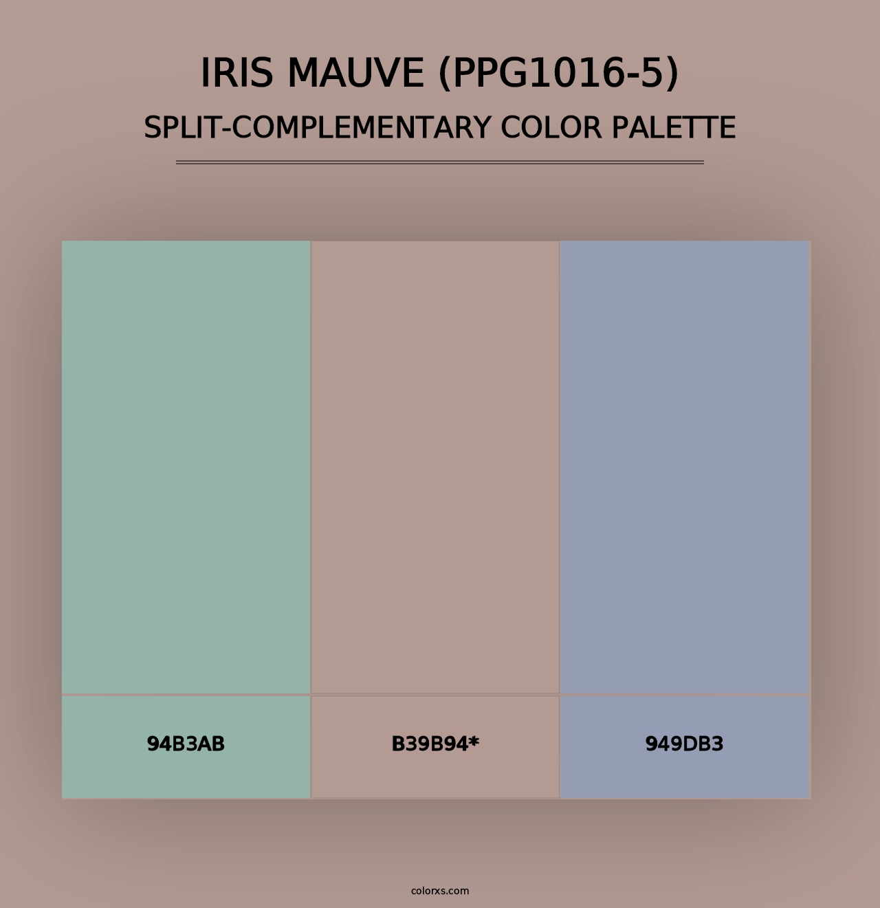 Iris Mauve (PPG1016-5) - Split-Complementary Color Palette