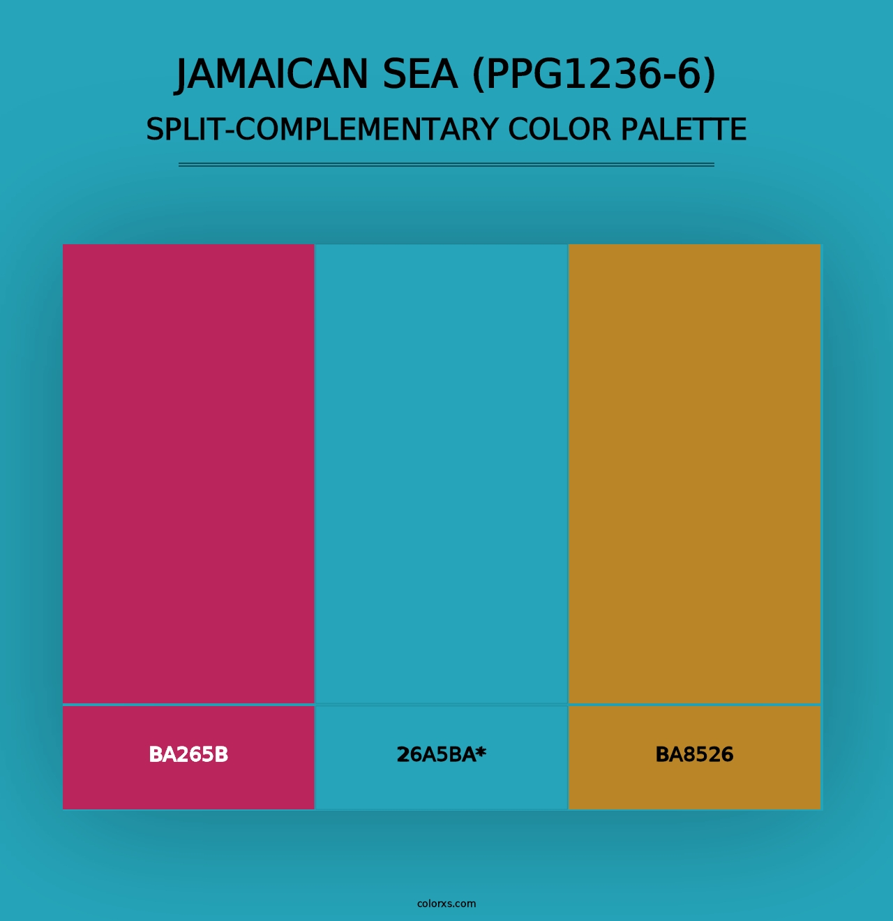 Jamaican Sea (PPG1236-6) - Split-Complementary Color Palette