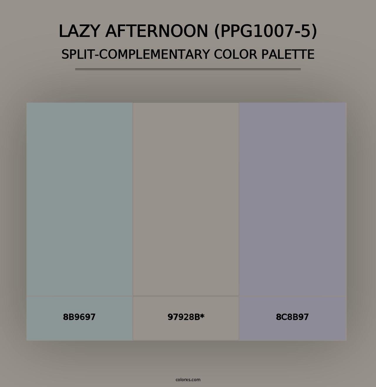 Lazy Afternoon (PPG1007-5) - Split-Complementary Color Palette