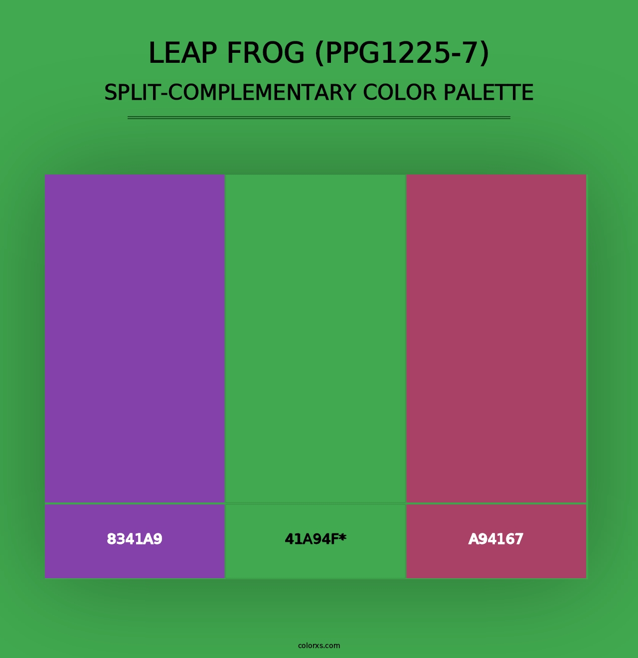 Leap Frog (PPG1225-7) - Split-Complementary Color Palette