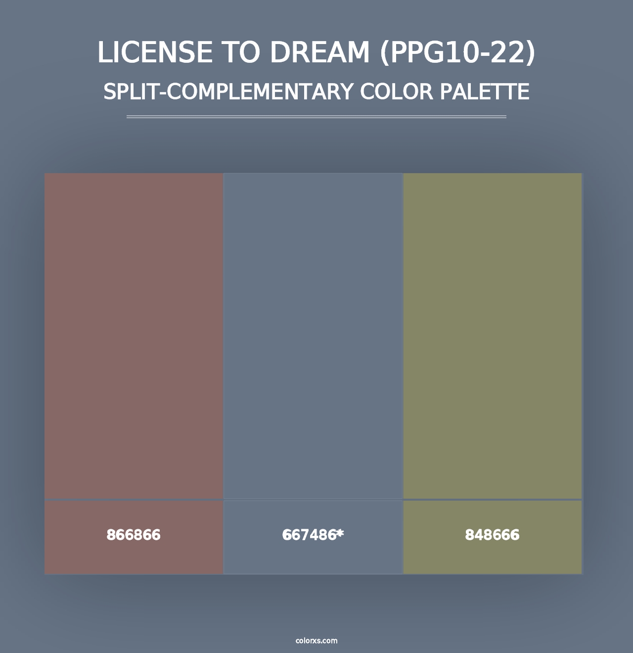 License To Dream (PPG10-22) - Split-Complementary Color Palette