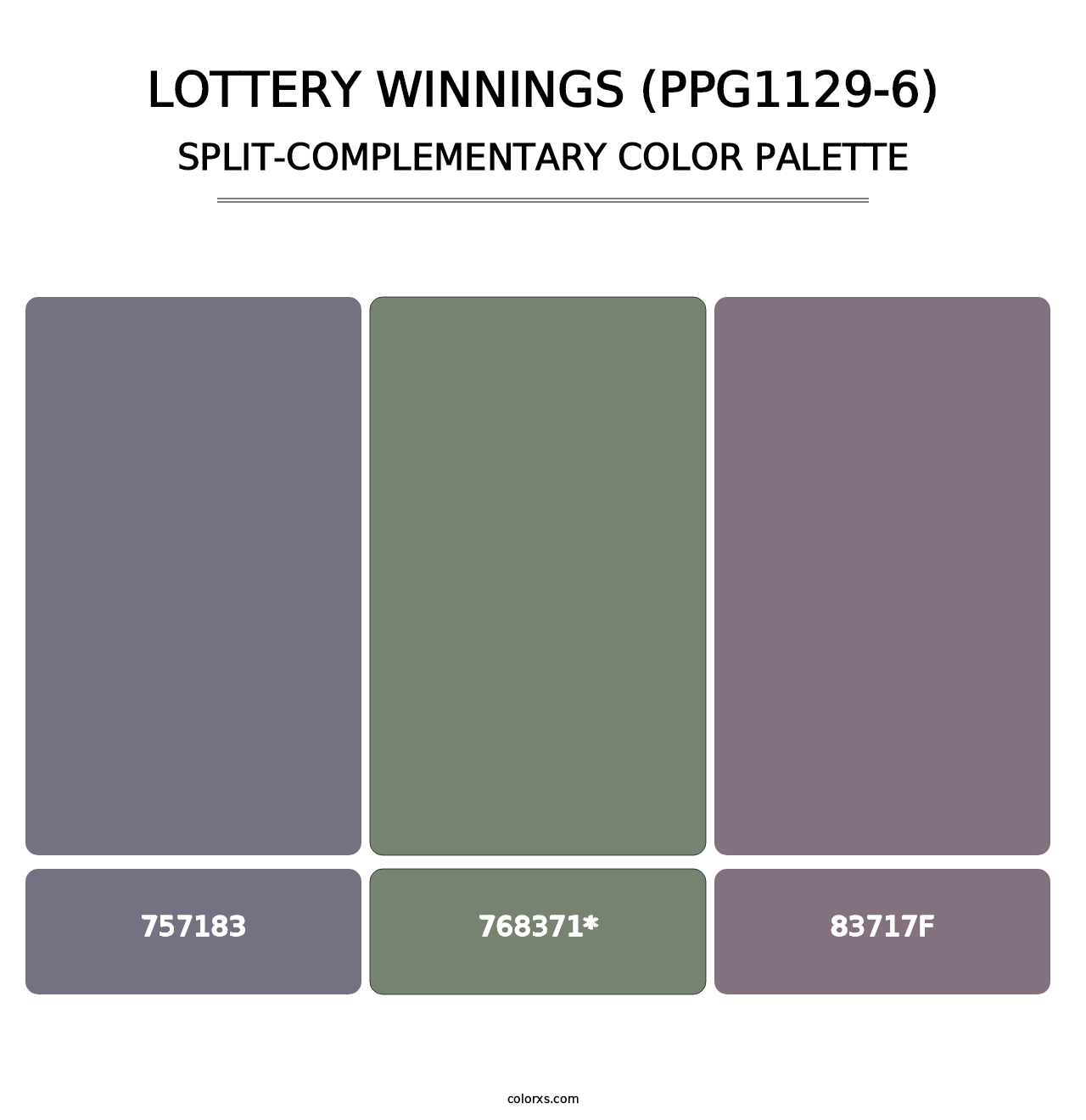 Lottery Winnings (PPG1129-6) - Split-Complementary Color Palette