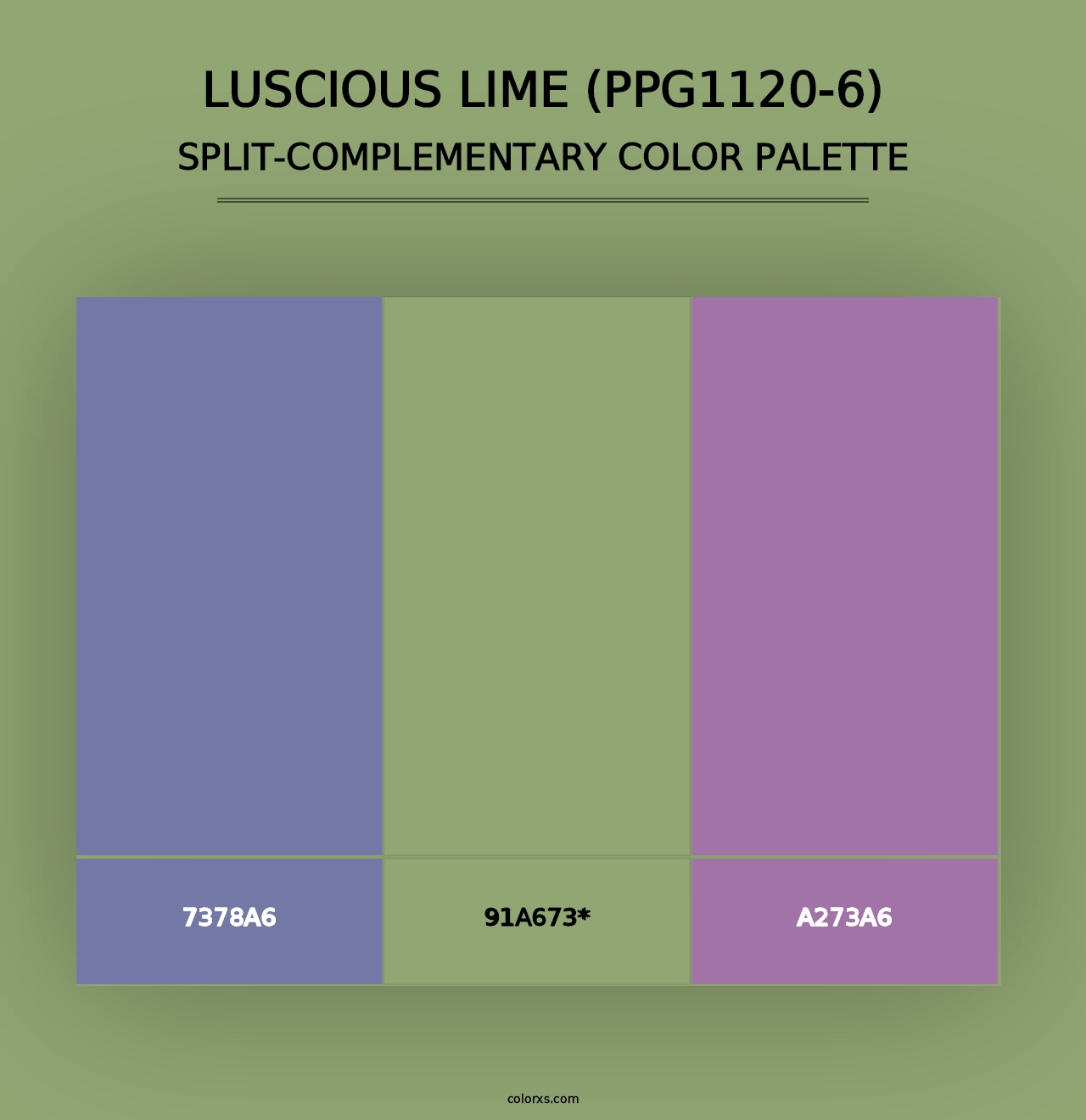 Luscious Lime (PPG1120-6) - Split-Complementary Color Palette