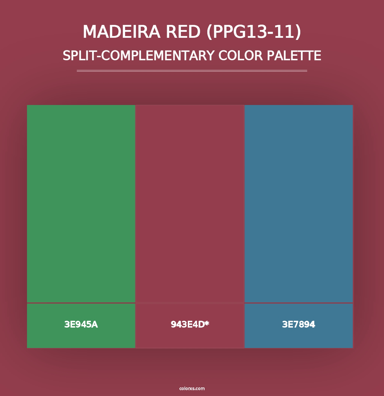 Madeira Red (PPG13-11) - Split-Complementary Color Palette