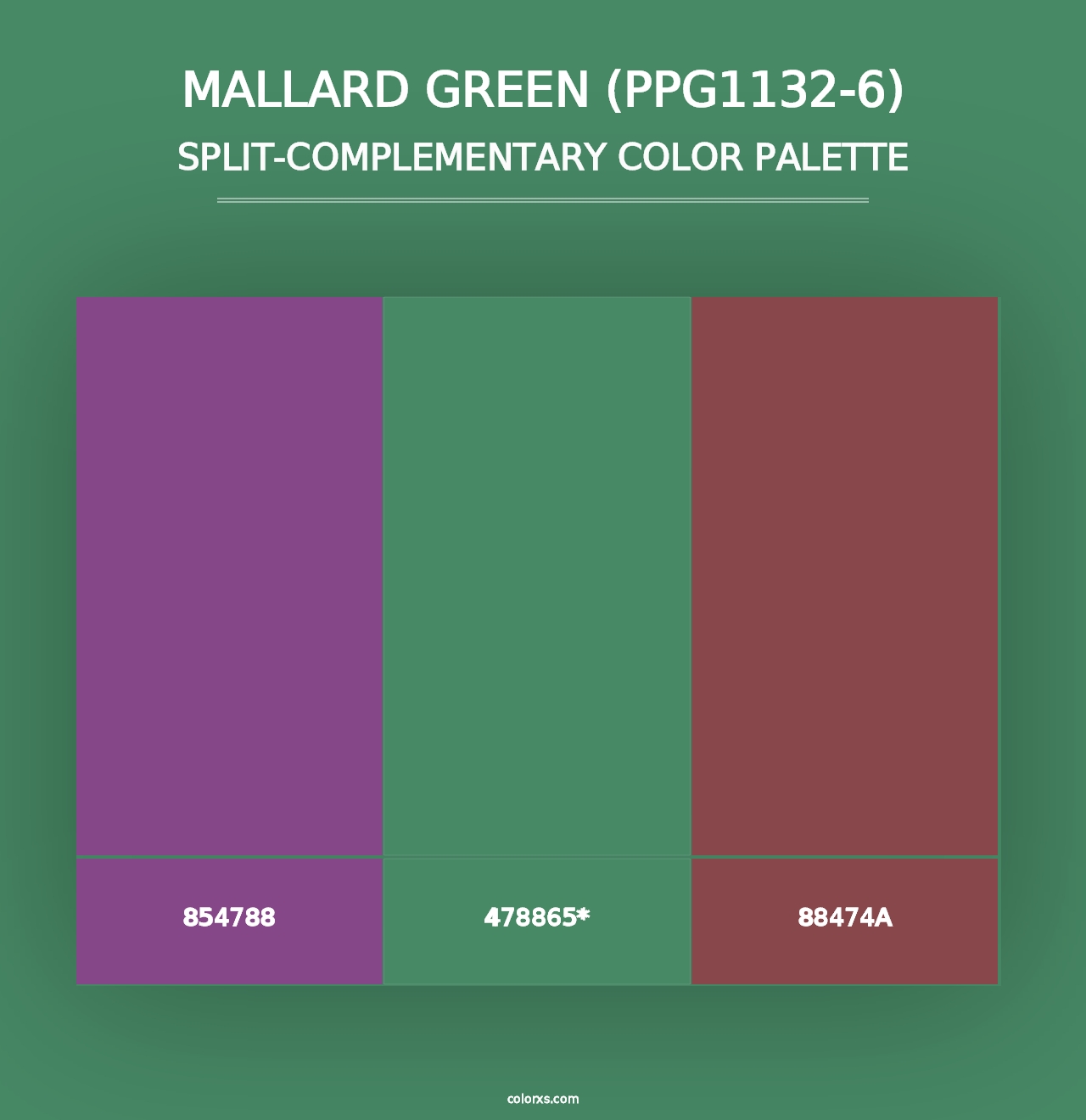 Mallard Green (PPG1132-6) - Split-Complementary Color Palette