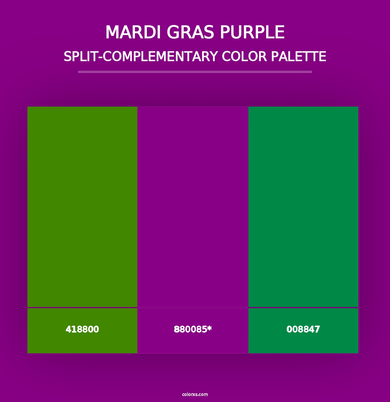 Mardi Gras Purple - Split-Complementary Color Palette