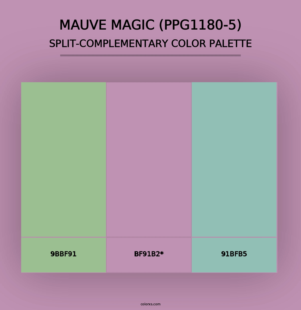 Mauve Magic (PPG1180-5) - Split-Complementary Color Palette