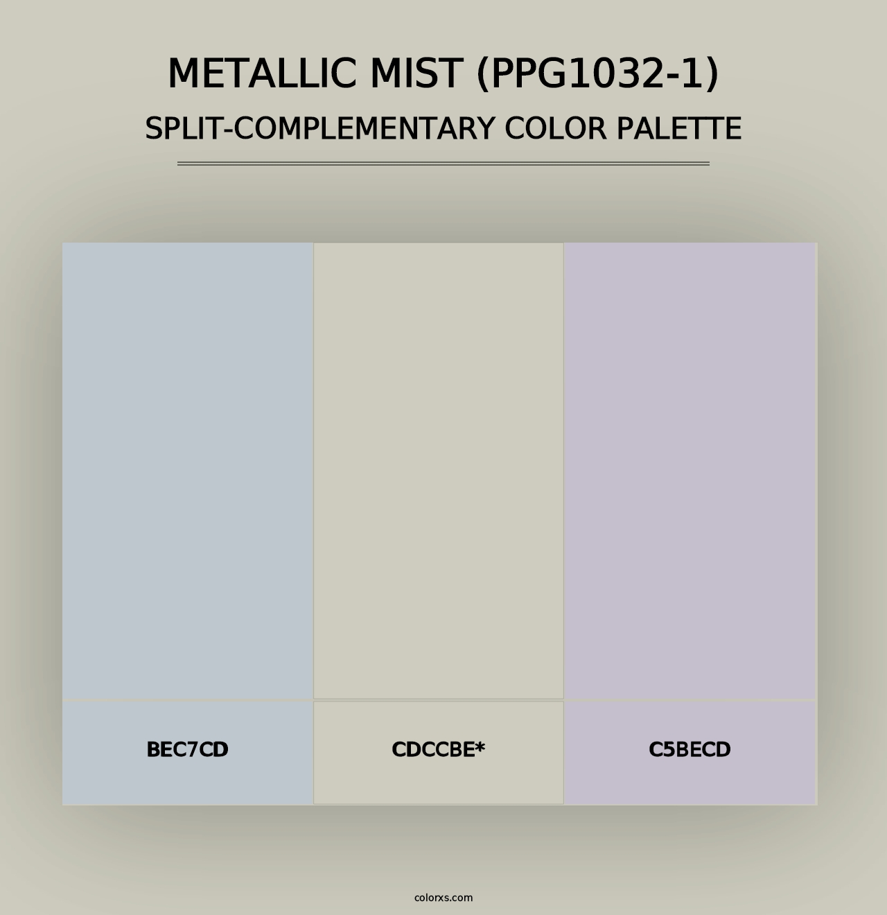 Metallic Mist (PPG1032-1) - Split-Complementary Color Palette