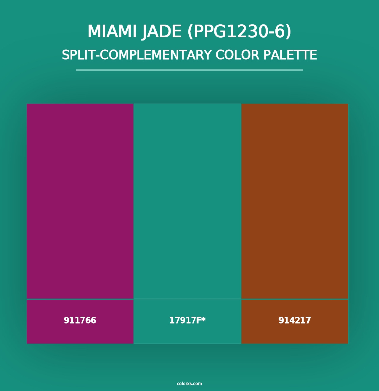 Miami Jade (PPG1230-6) - Split-Complementary Color Palette