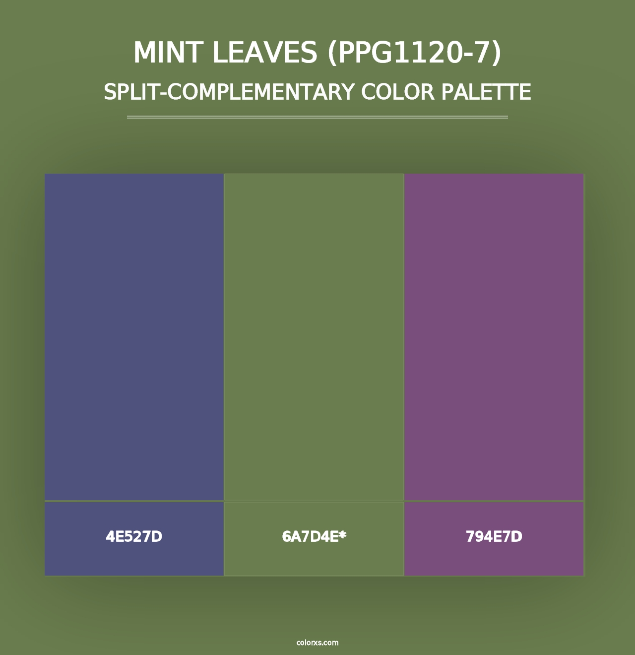 Mint Leaves (PPG1120-7) - Split-Complementary Color Palette