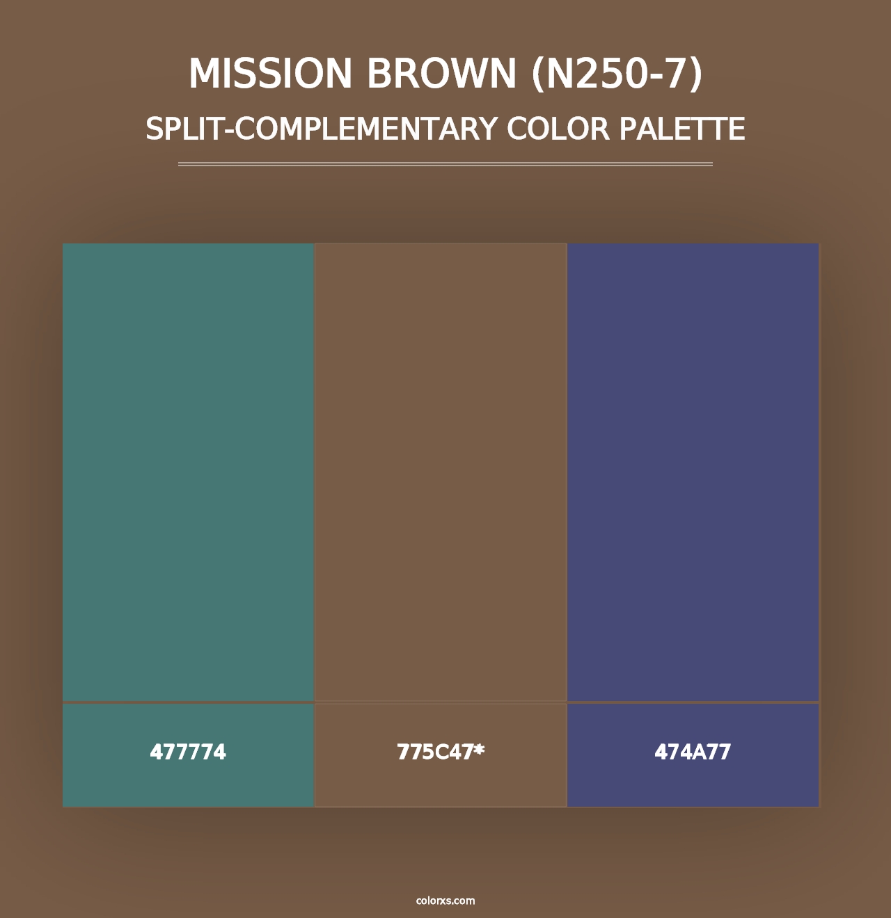 Mission Brown (N250-7) - Split-Complementary Color Palette