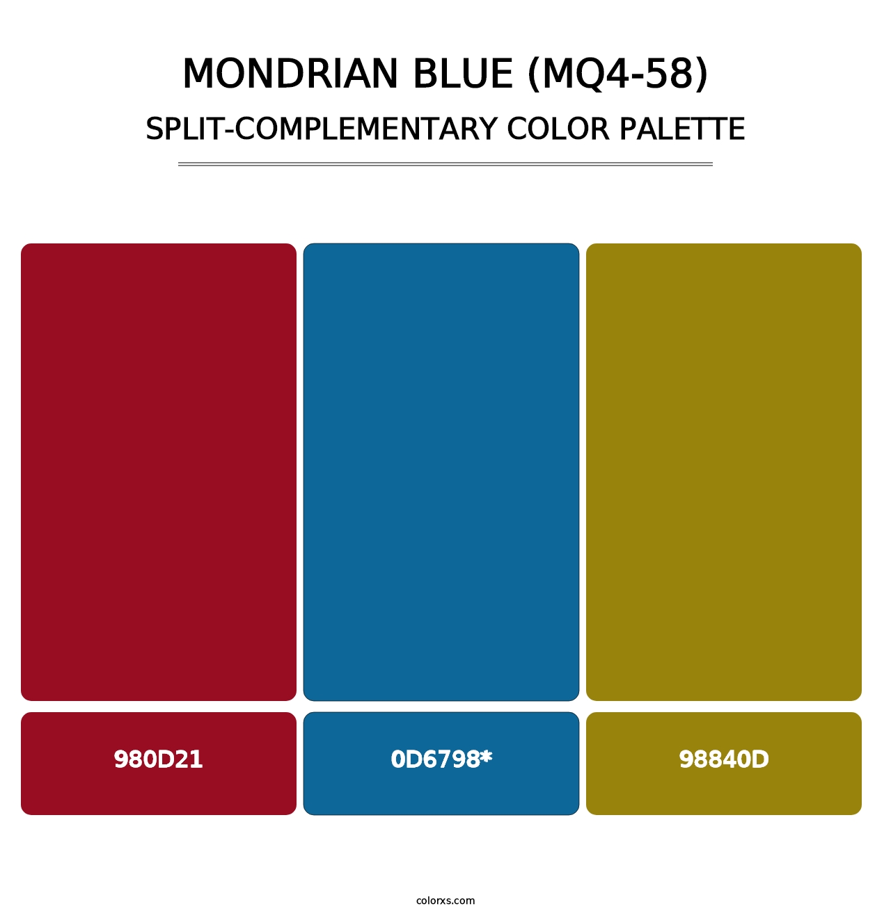 Mondrian Blue (MQ4-58) - Split-Complementary Color Palette