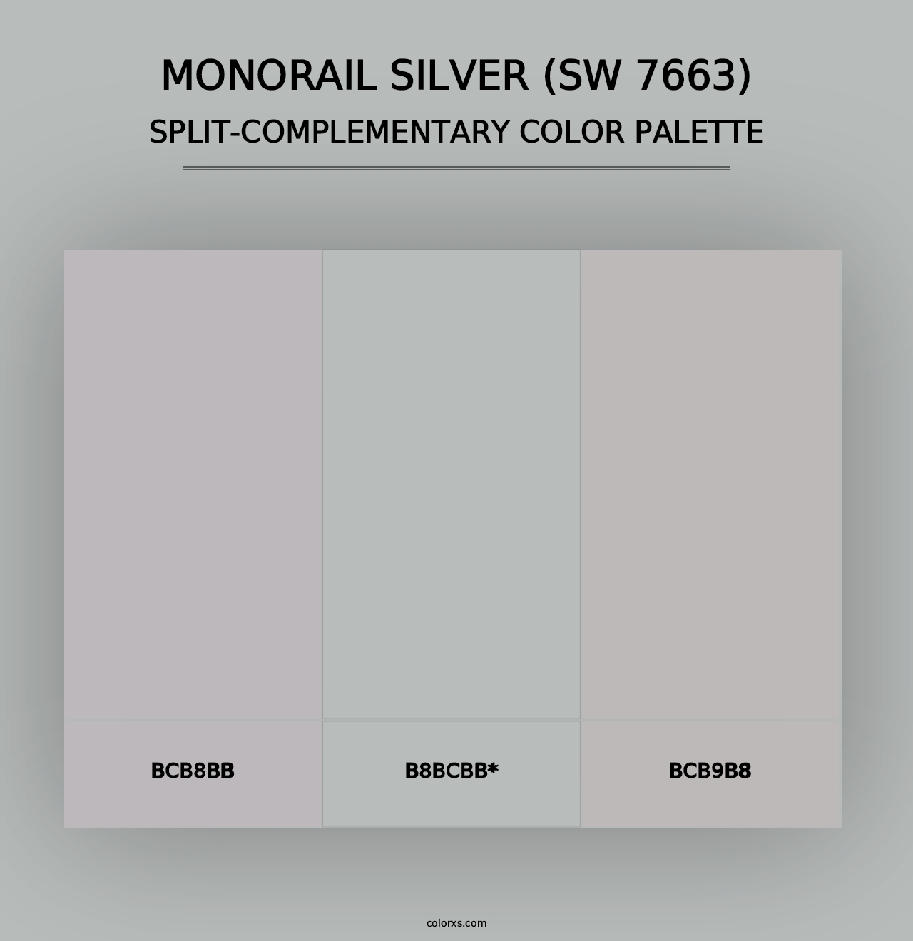 Monorail Silver (SW 7663) - Split-Complementary Color Palette