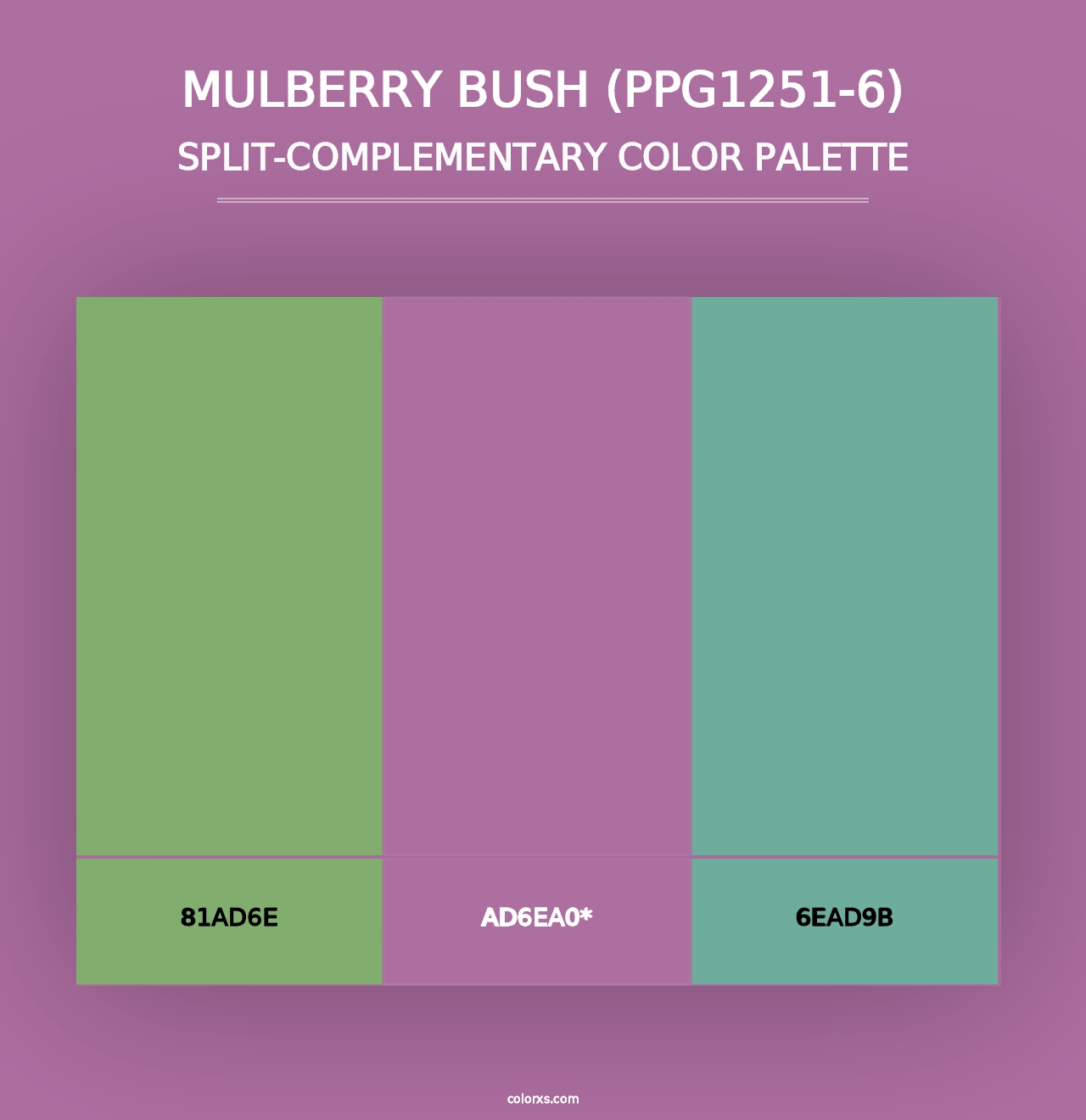 Mulberry Bush (PPG1251-6) - Split-Complementary Color Palette